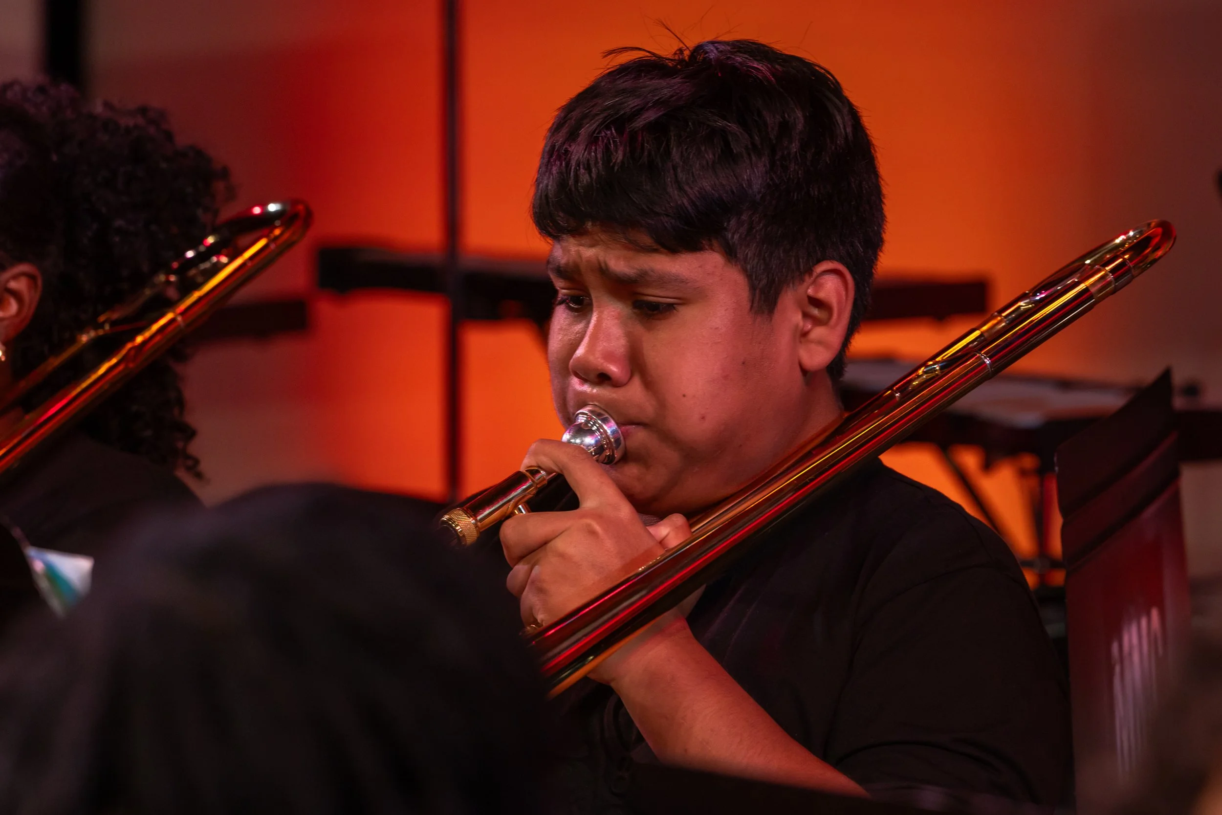 middle school students perform in band concert