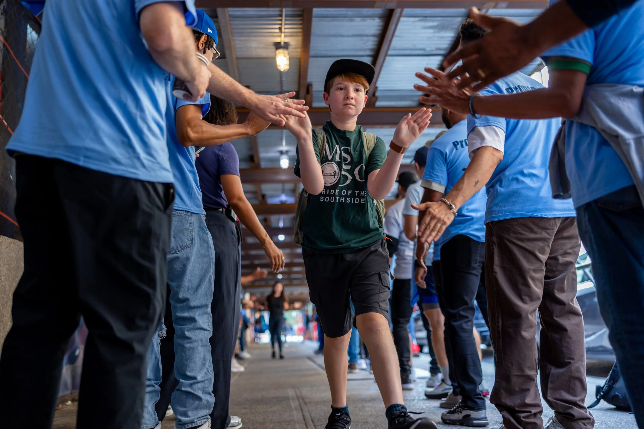 Students get high fives from parents