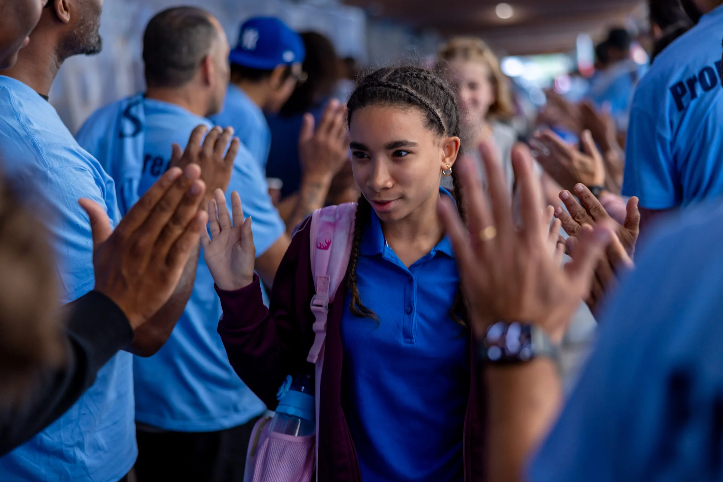 Students get high fives from parents