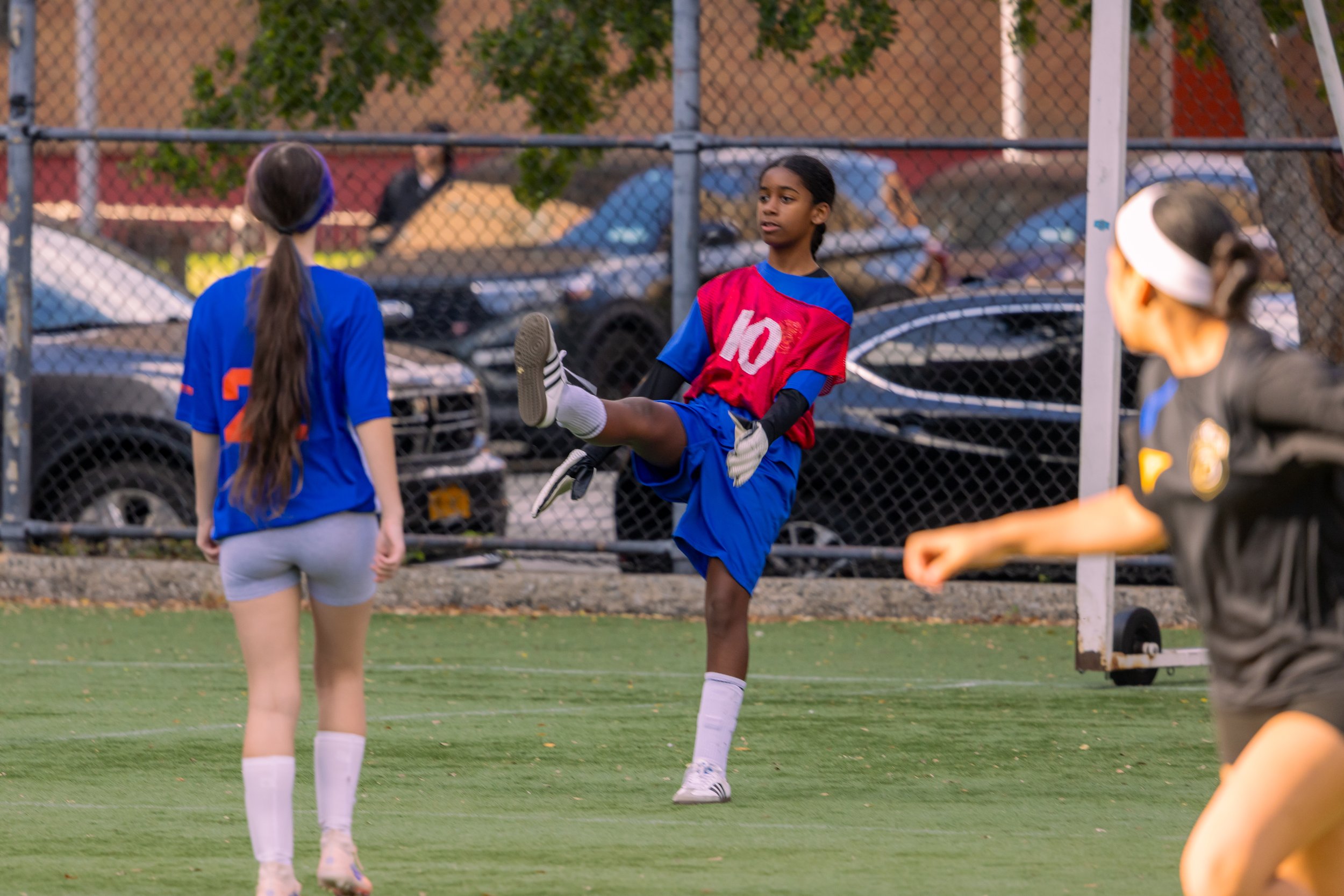 Girls soccer team plays in the fall