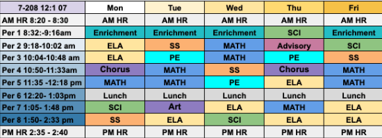 Class 208 Schedule