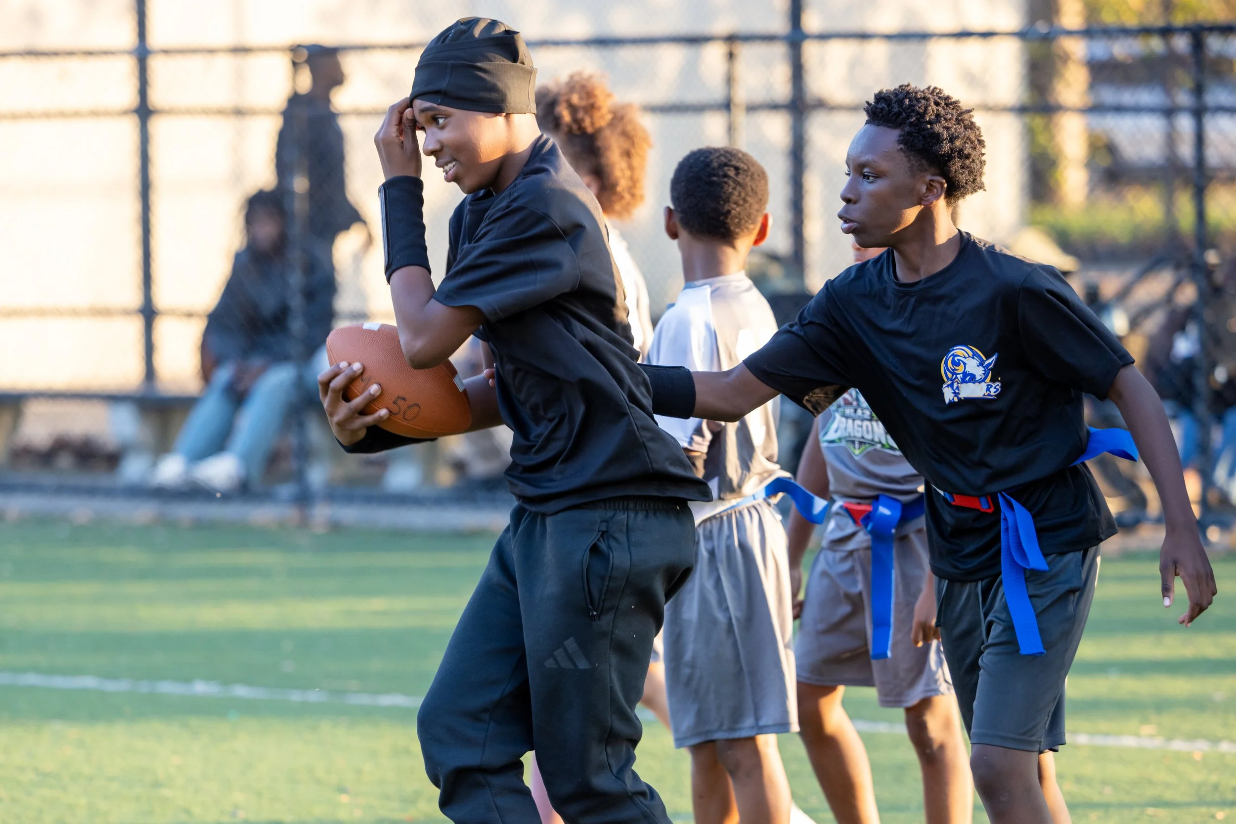 MS 50 flag football team plays