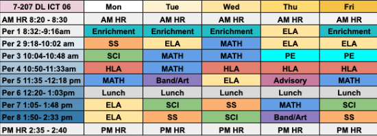 Class 207 Schedule