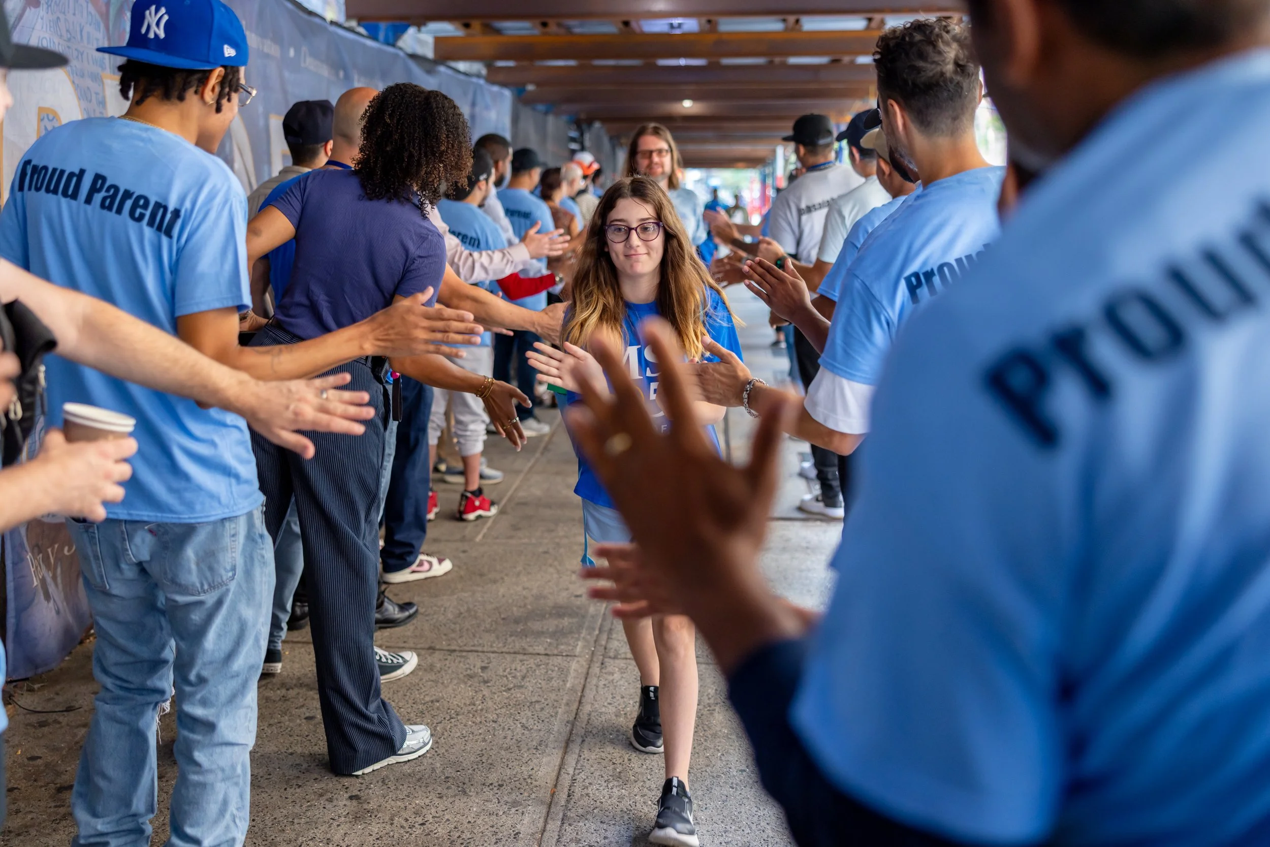 Students get high fives from parents