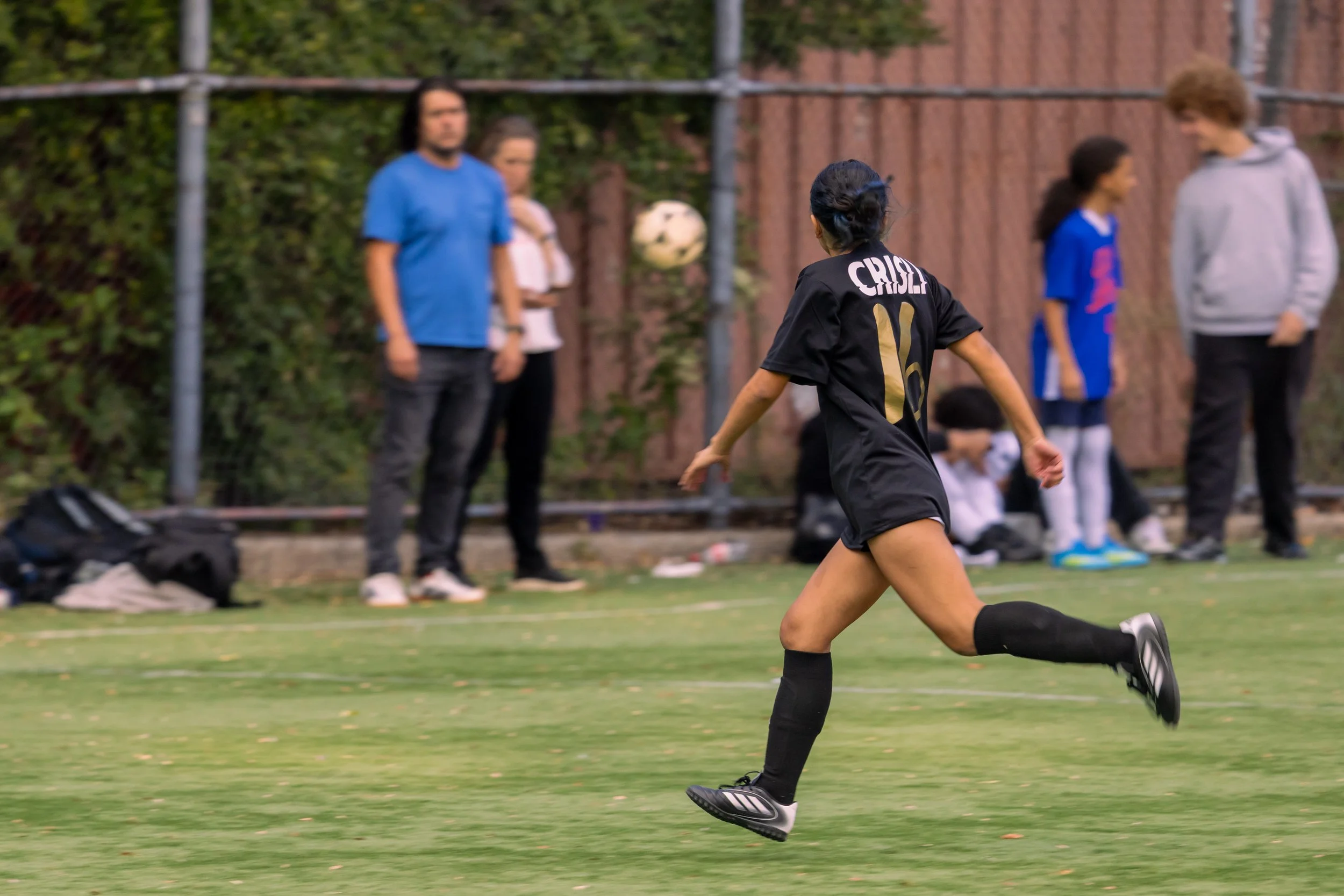 Girls soccer team plays in the fall