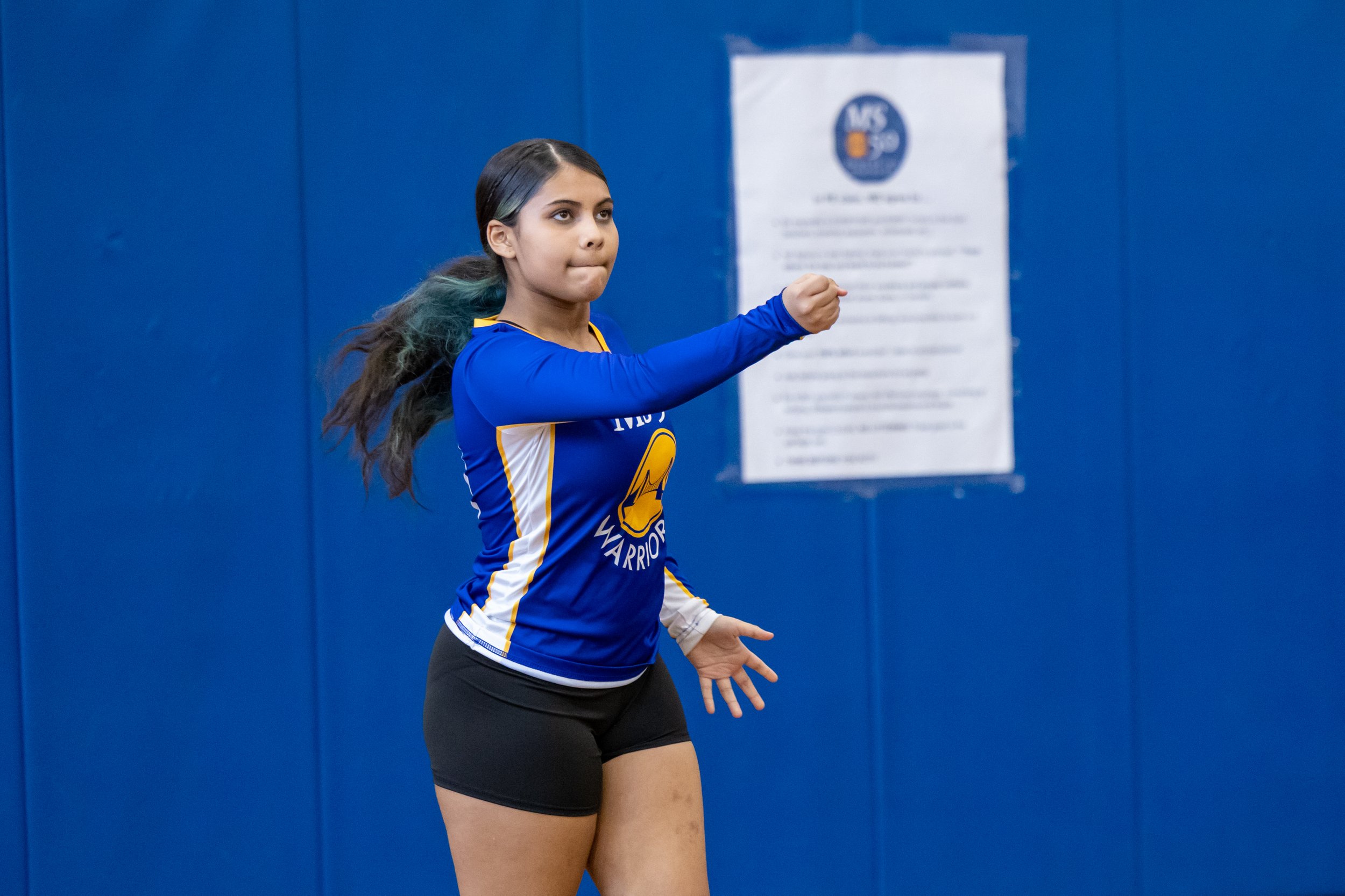 MS 50 students playing volleyball