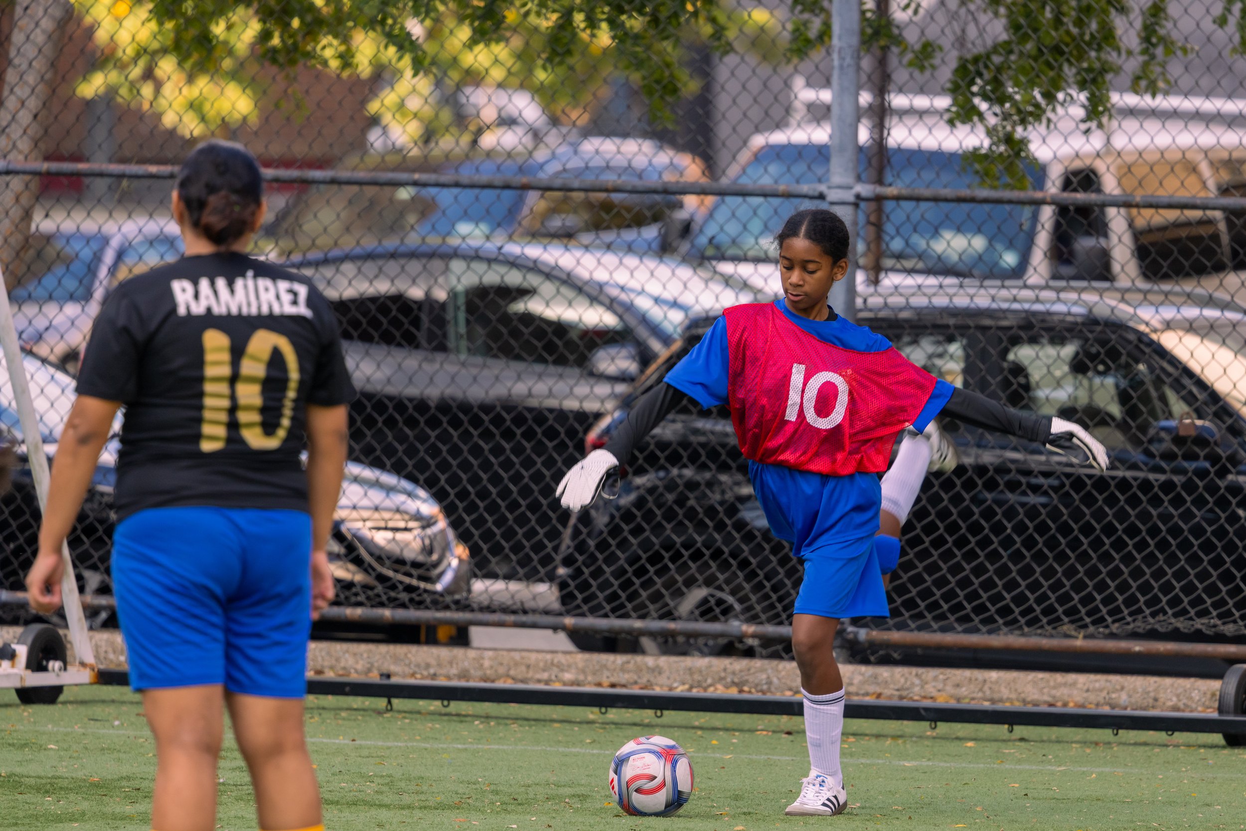 Girls soccer team plays in the fall