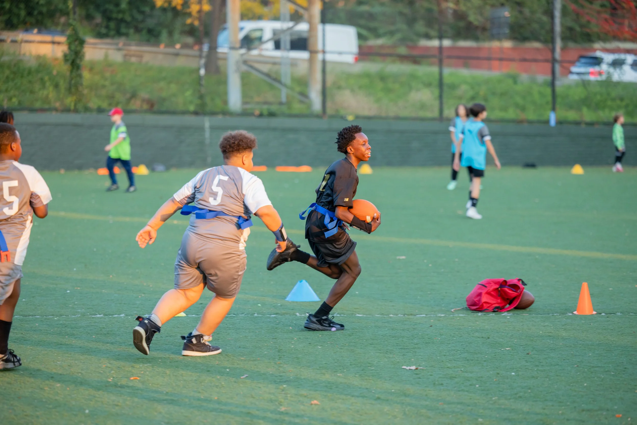MS 50 flag football team plays