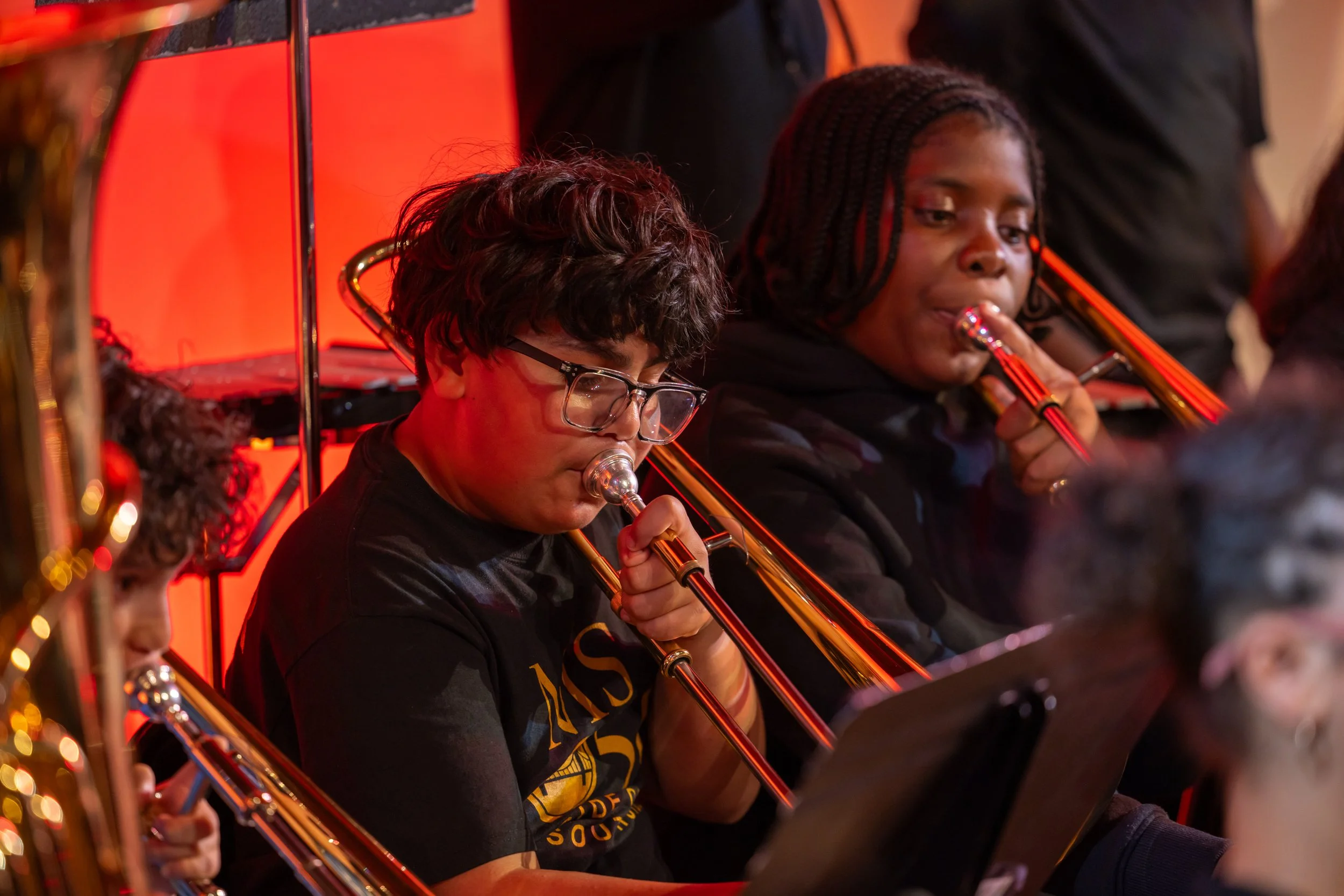 middle school students perform in band concert