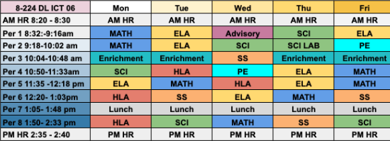Class 224 Schedule