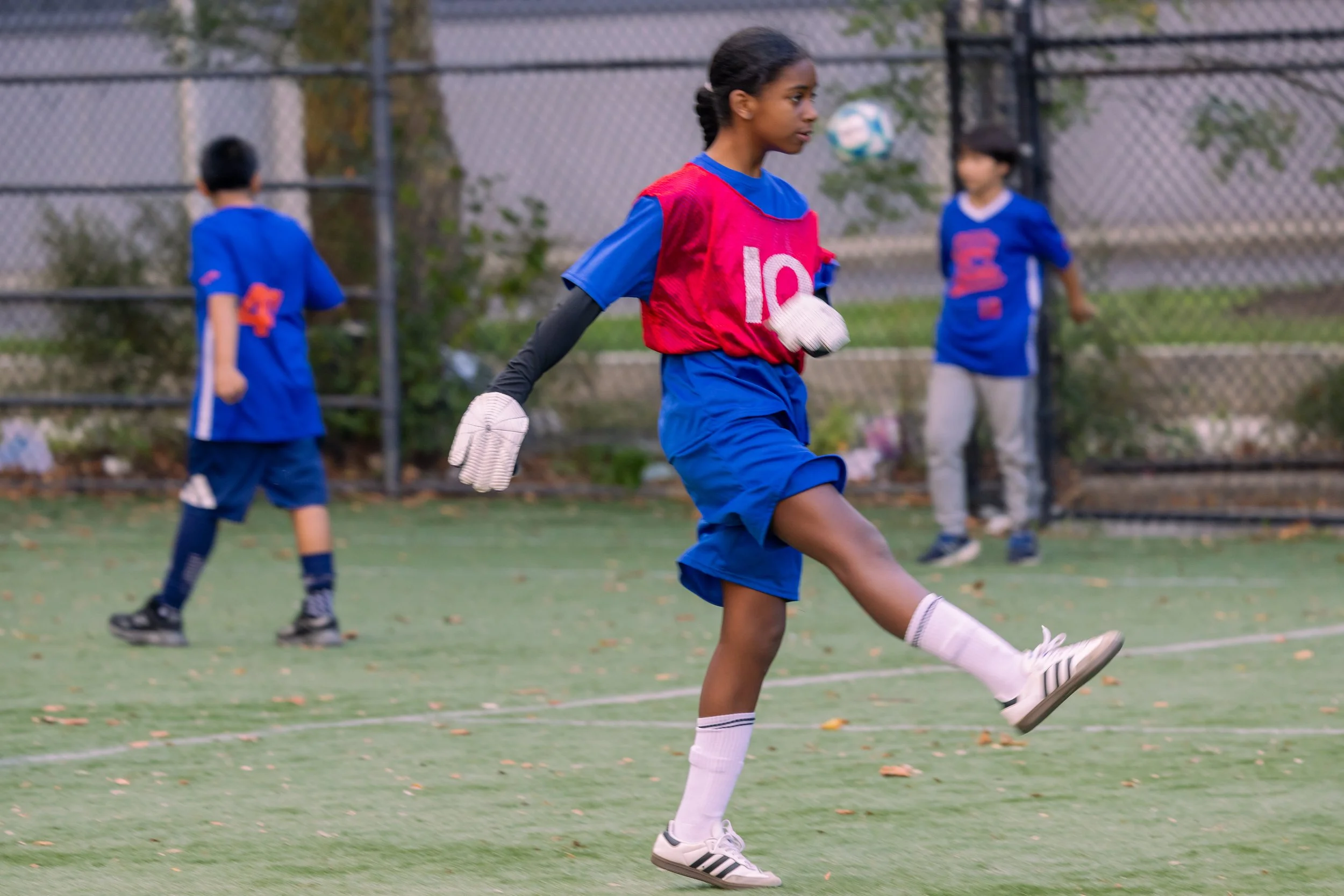 Girls soccer team plays in the fall