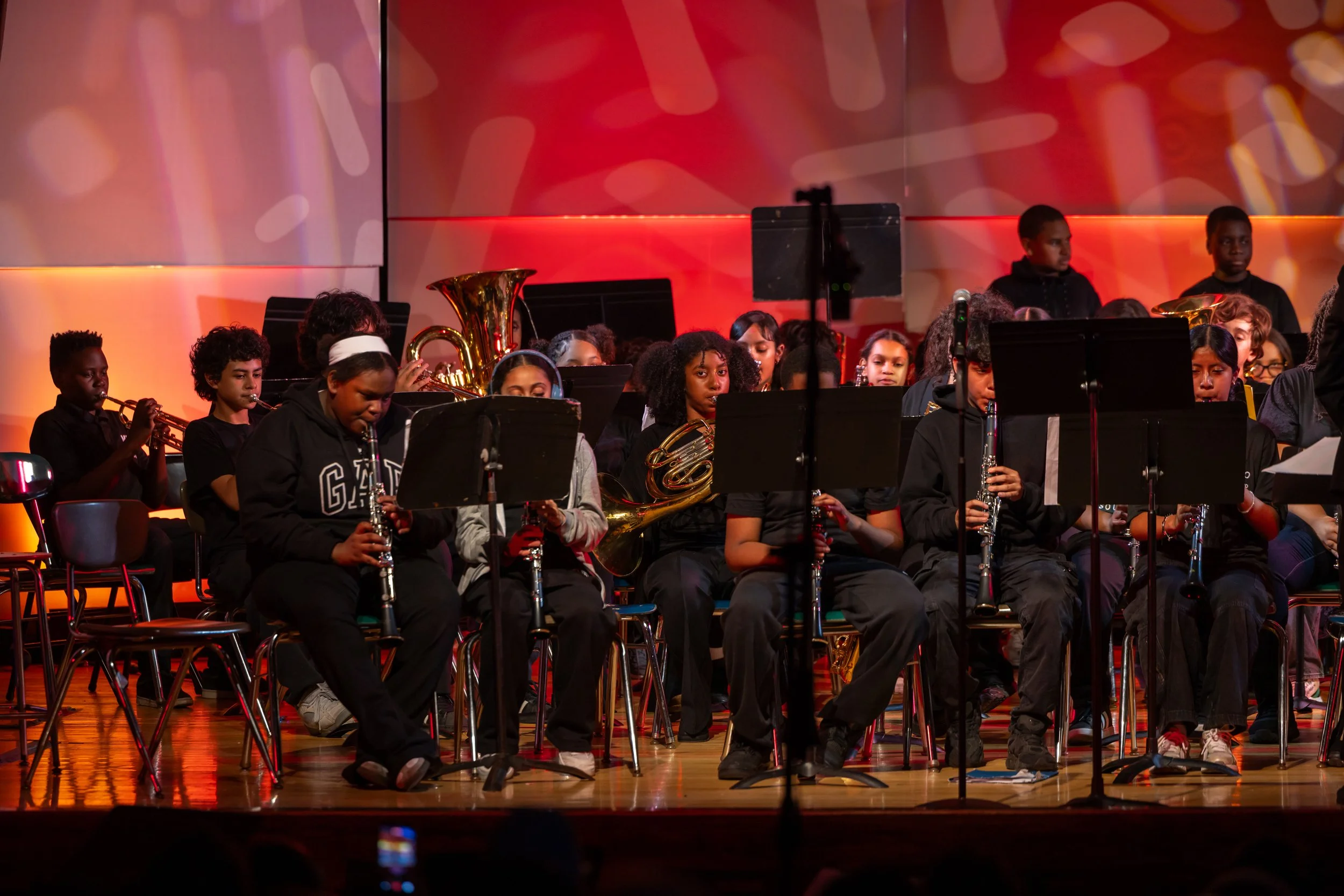 middle school students perform in band concert