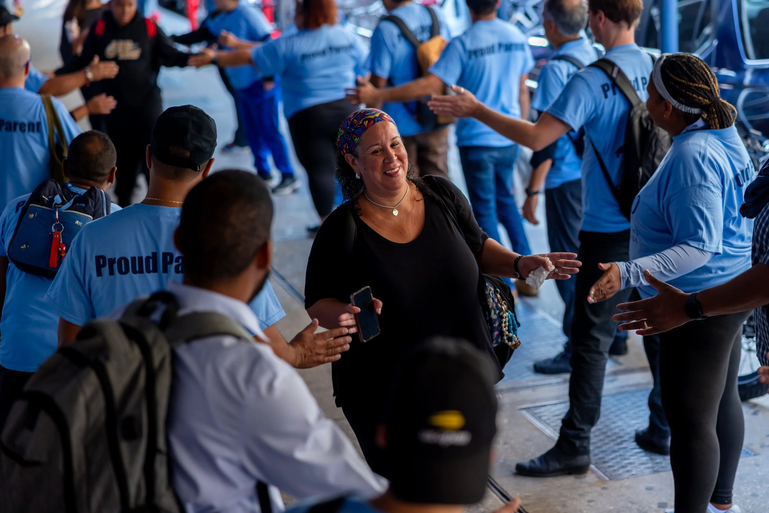 Students get high fives from parents