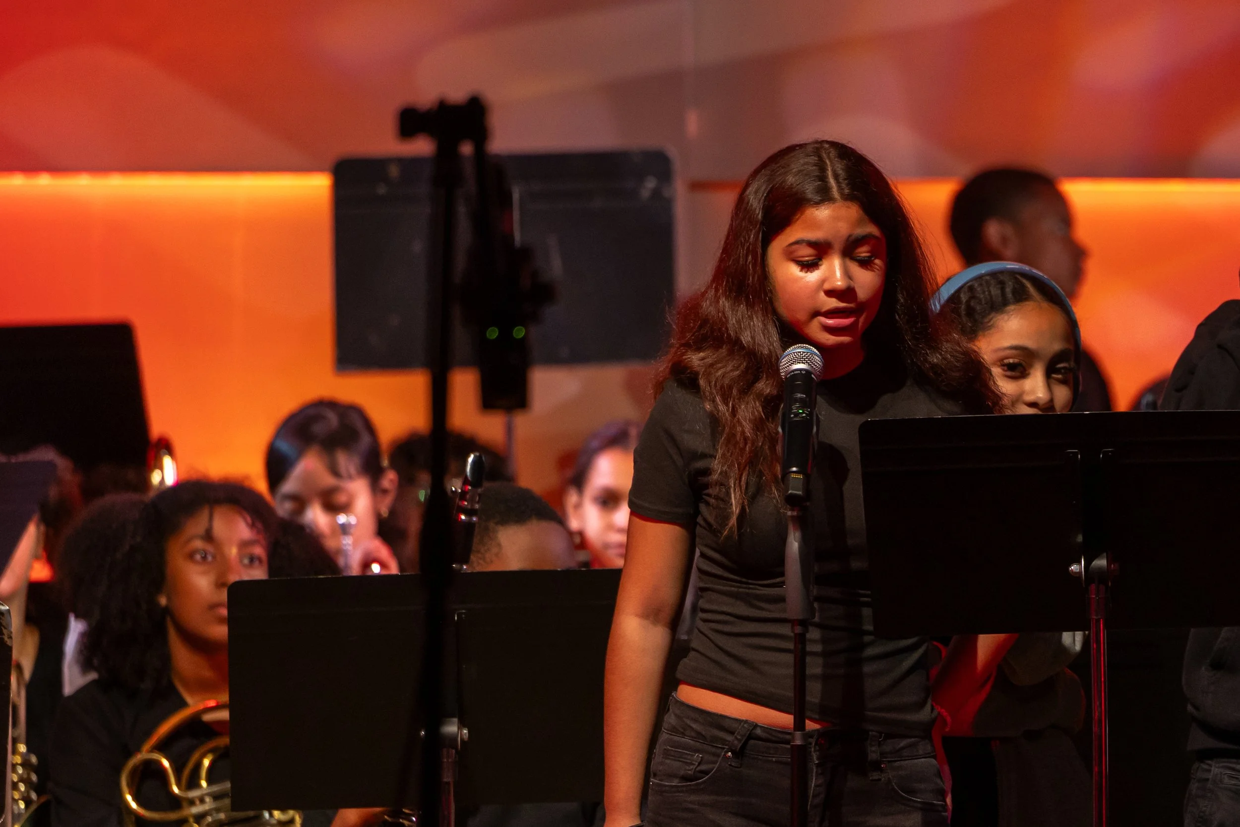 middle school students perform in band concert