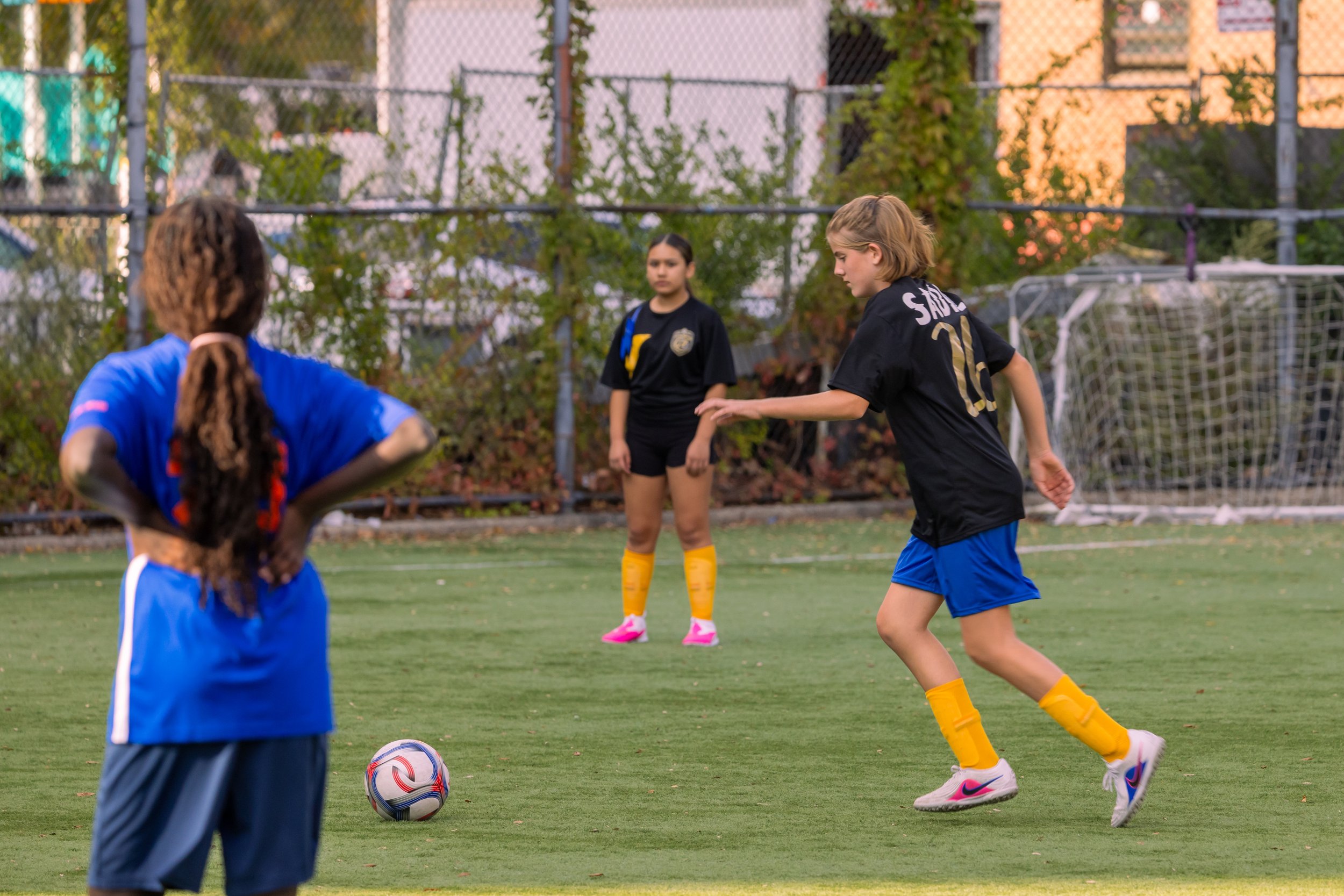 Girls soccer team plays in the fall