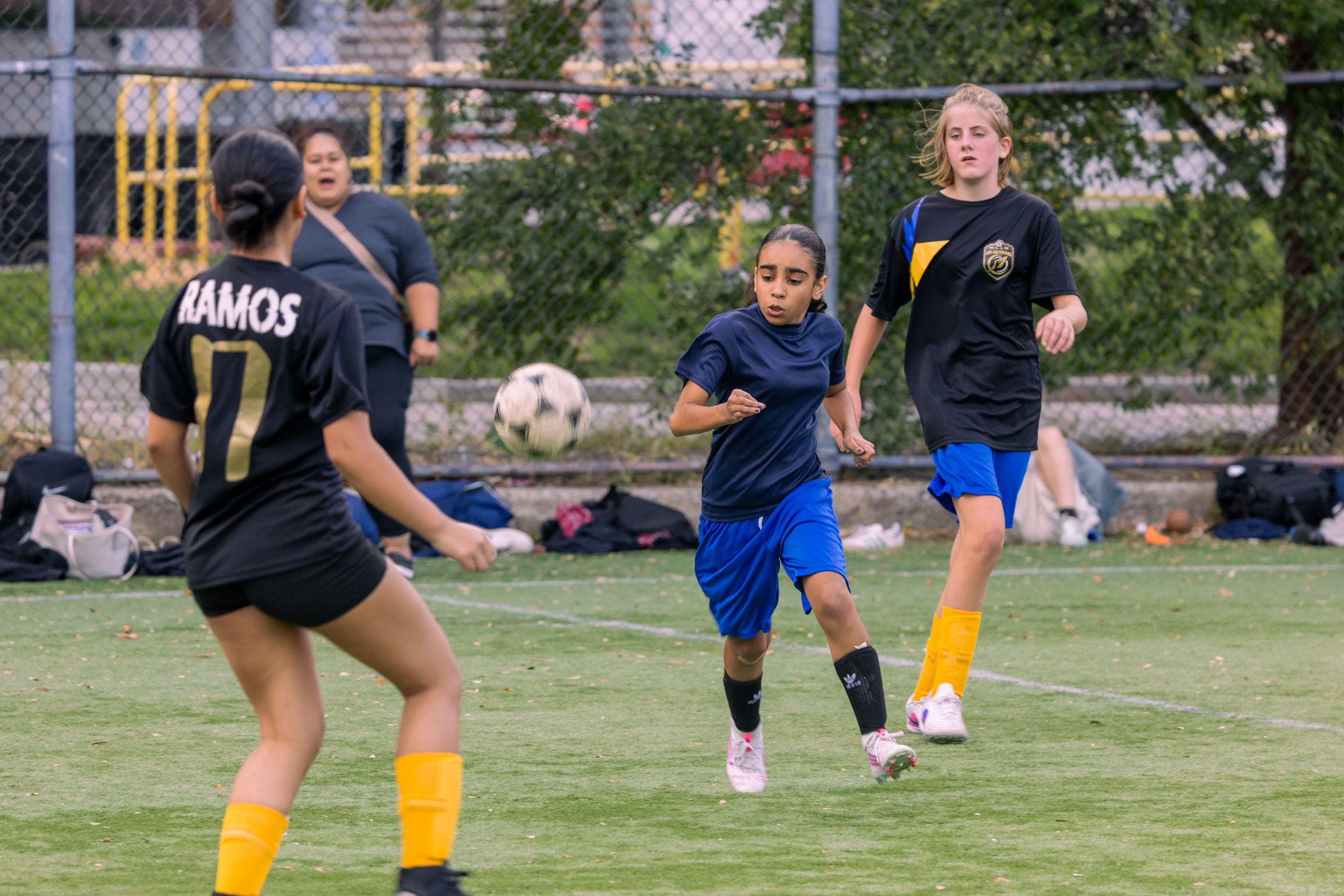 Girls soccer team plays in the fall