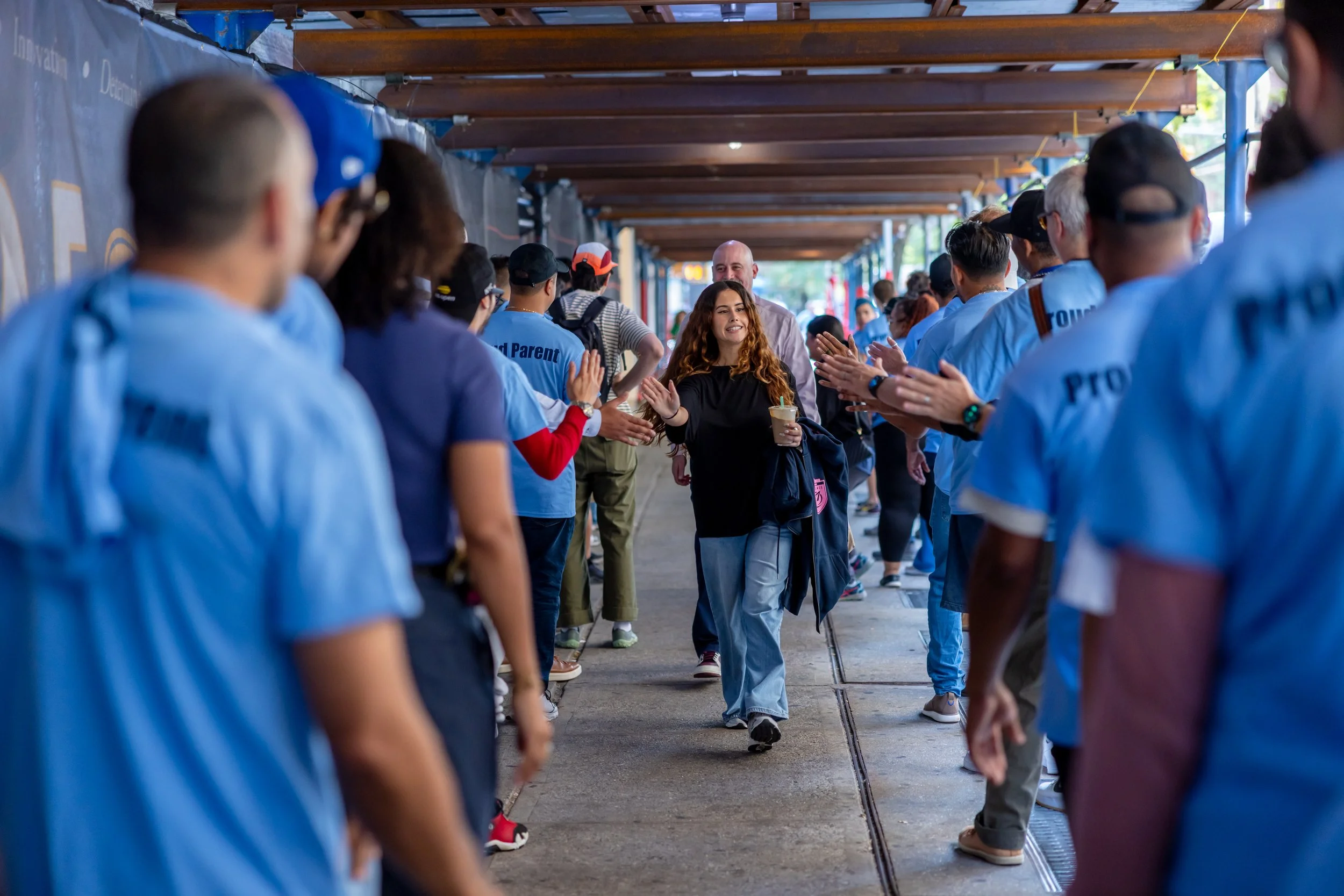 Students get high fives from parents