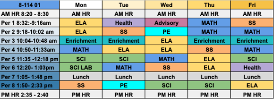 Class 114 Schedule