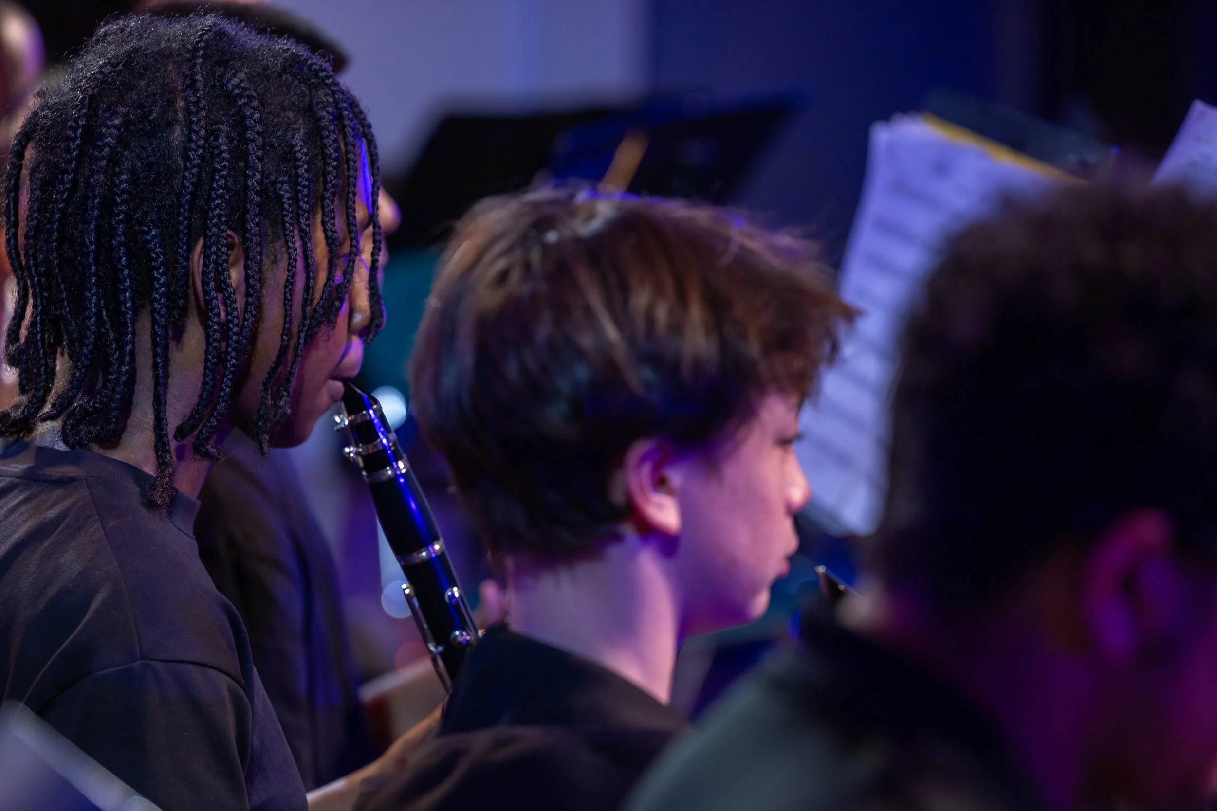 middle school students perform in band concert