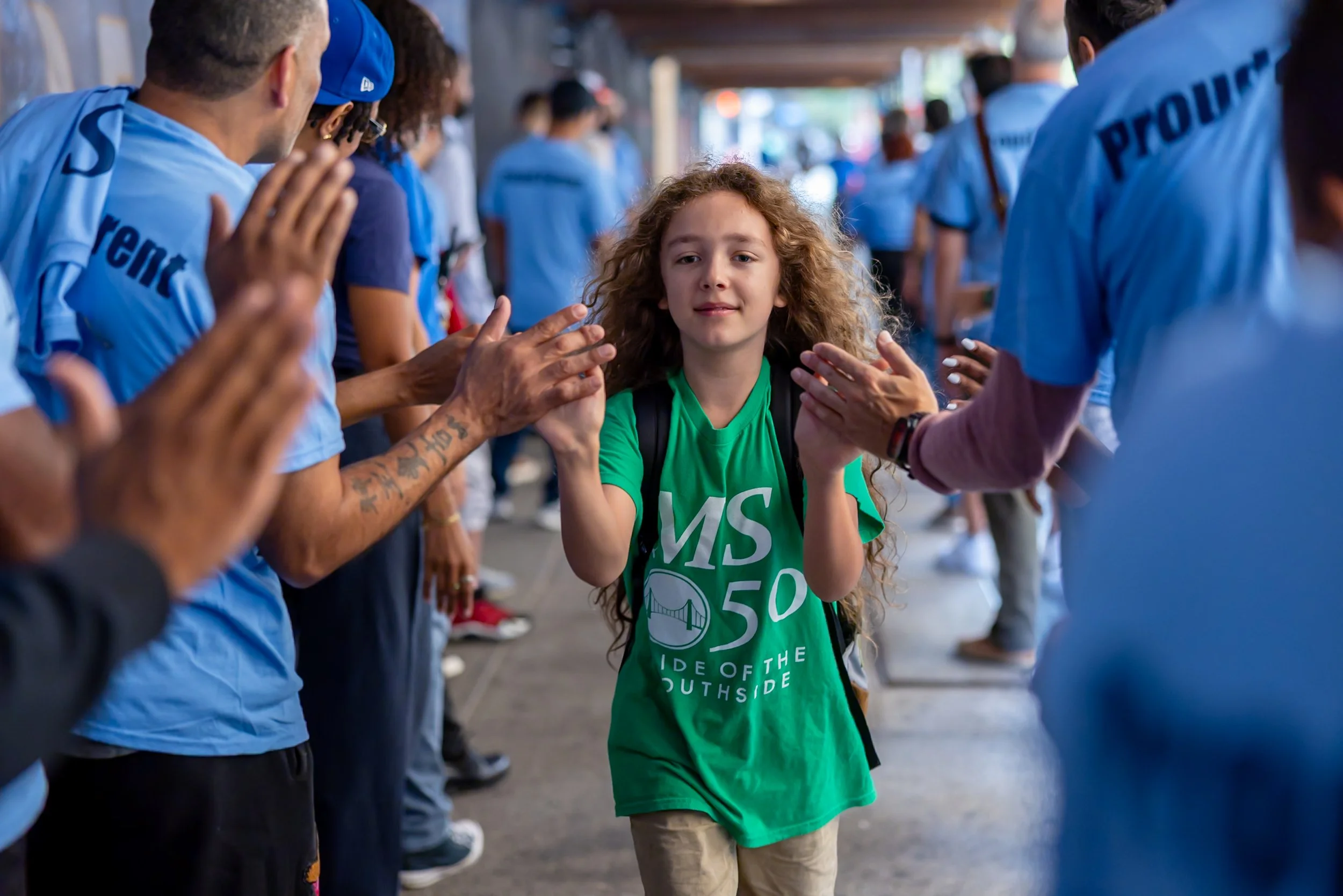 Students get high fives from parents