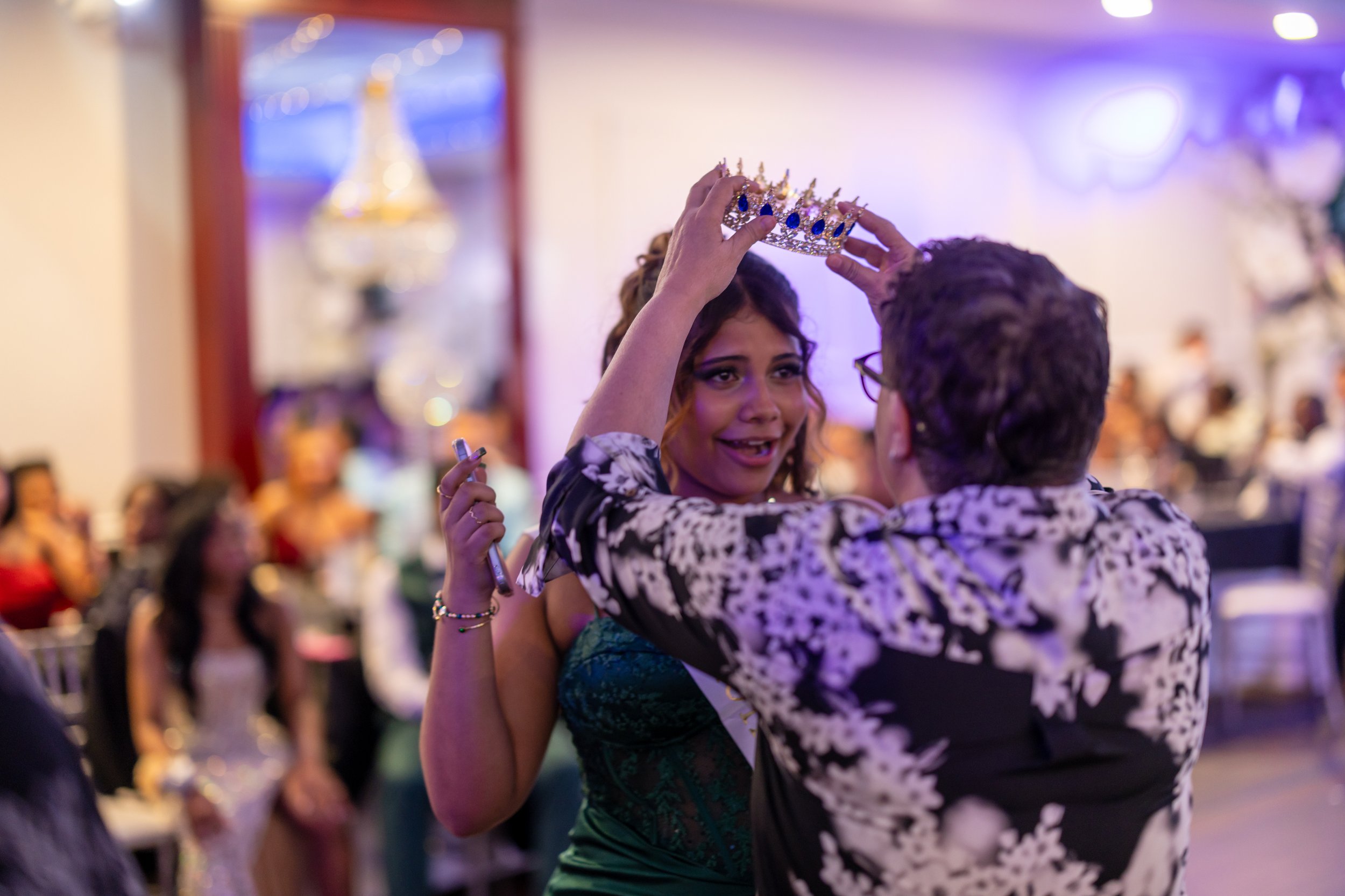 Students dance and celebrate at prom