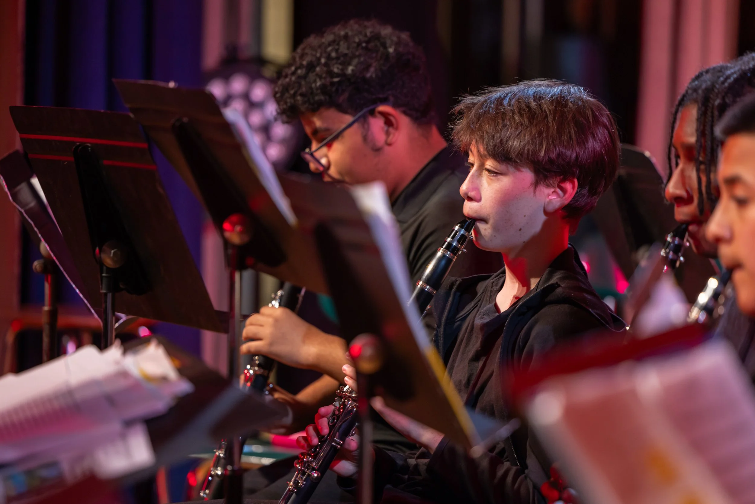 middle school students perform in band concert