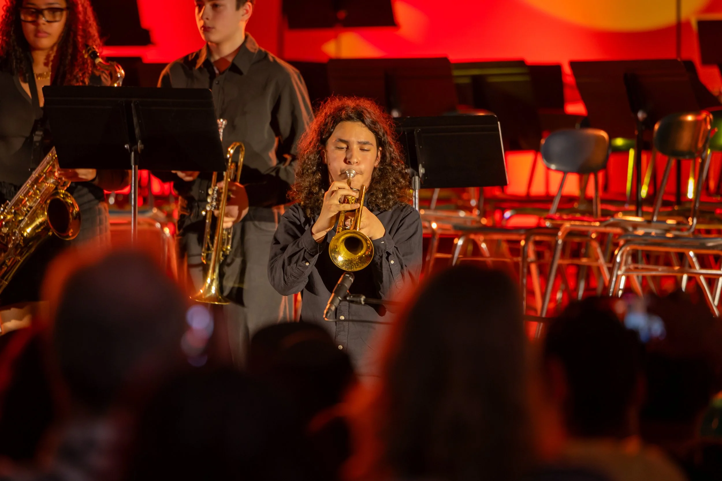 middle school students perform in band concert