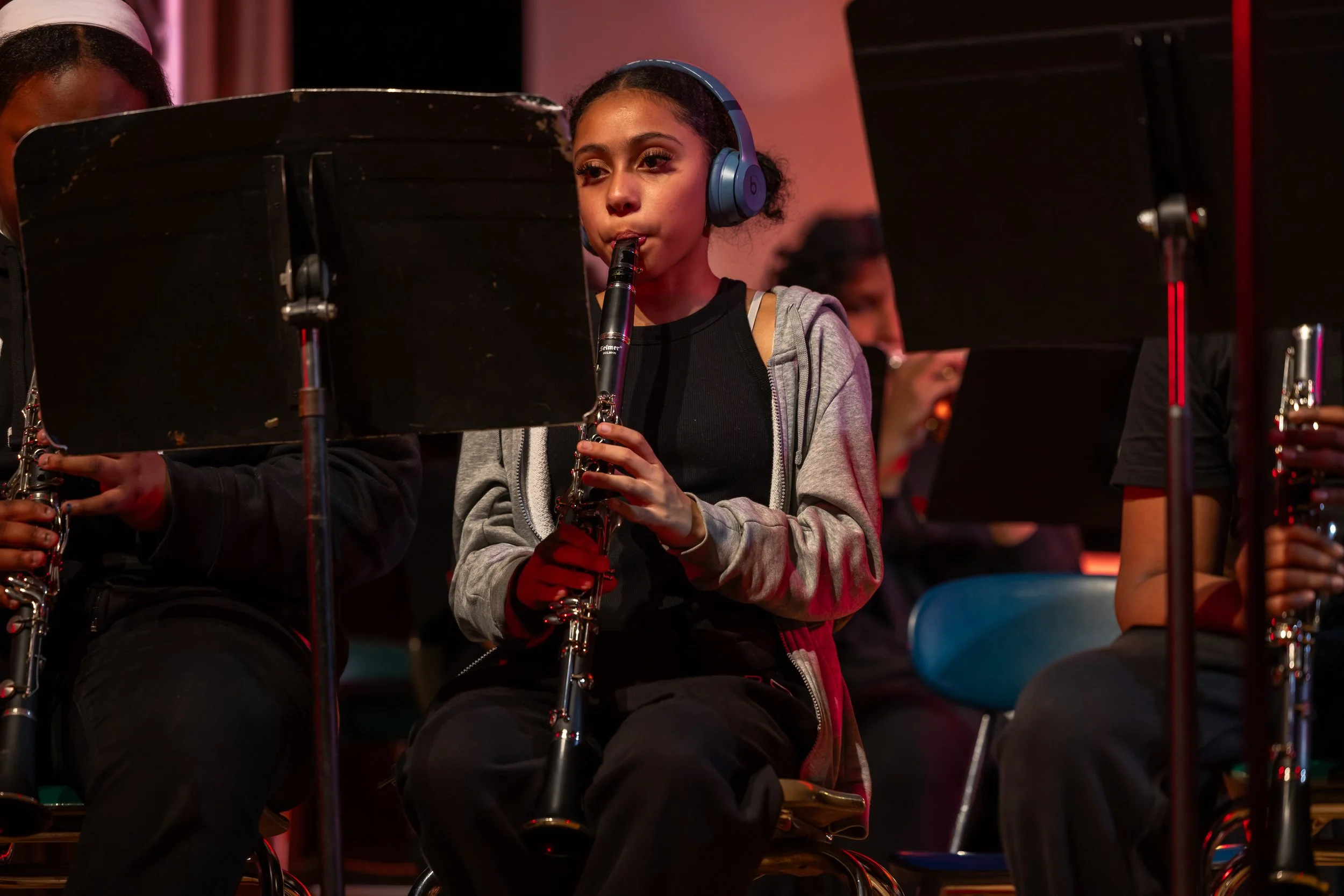 middle school students perform in band concert