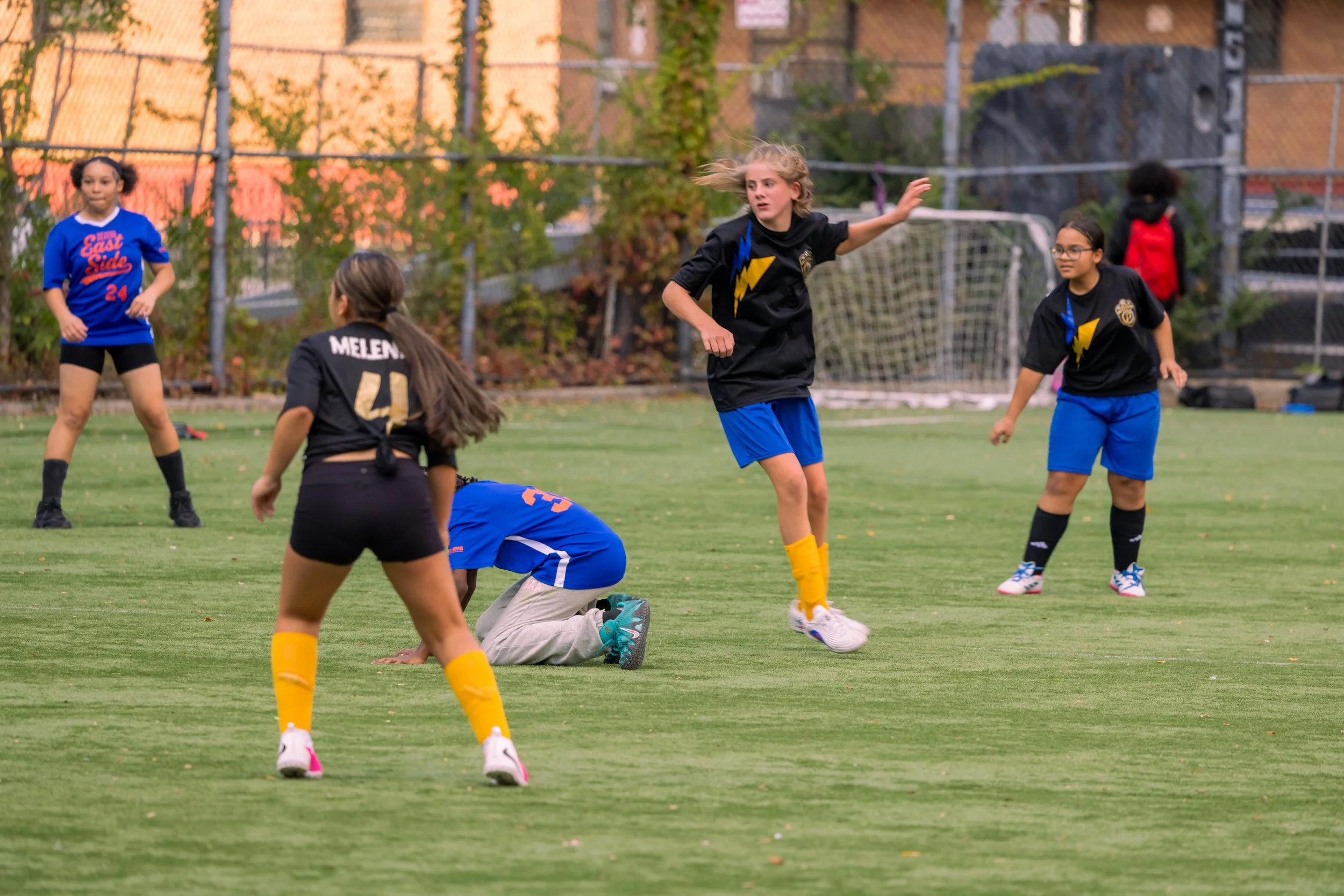 Girls soccer team plays in the fall