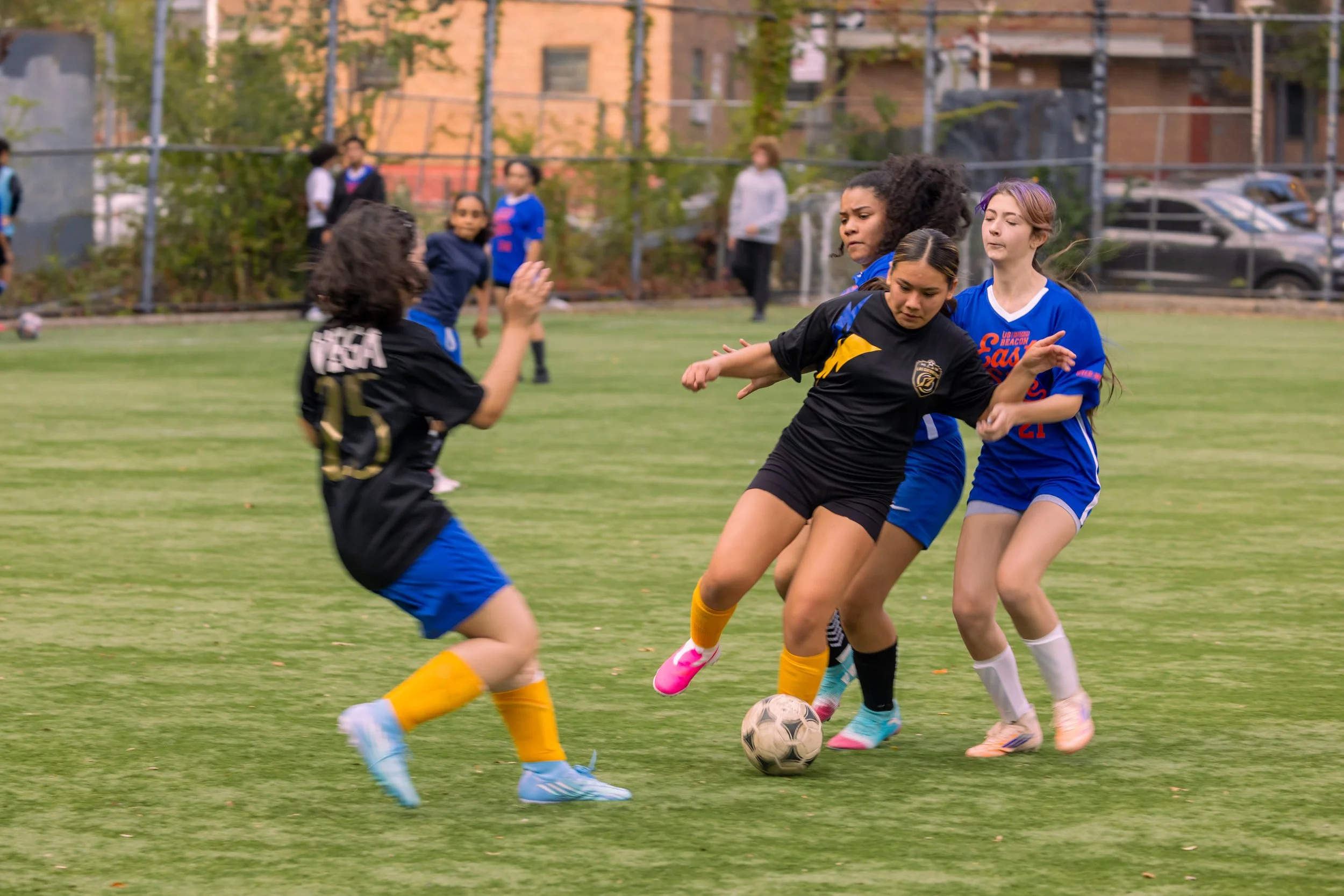 Girls soccer team plays in the fall