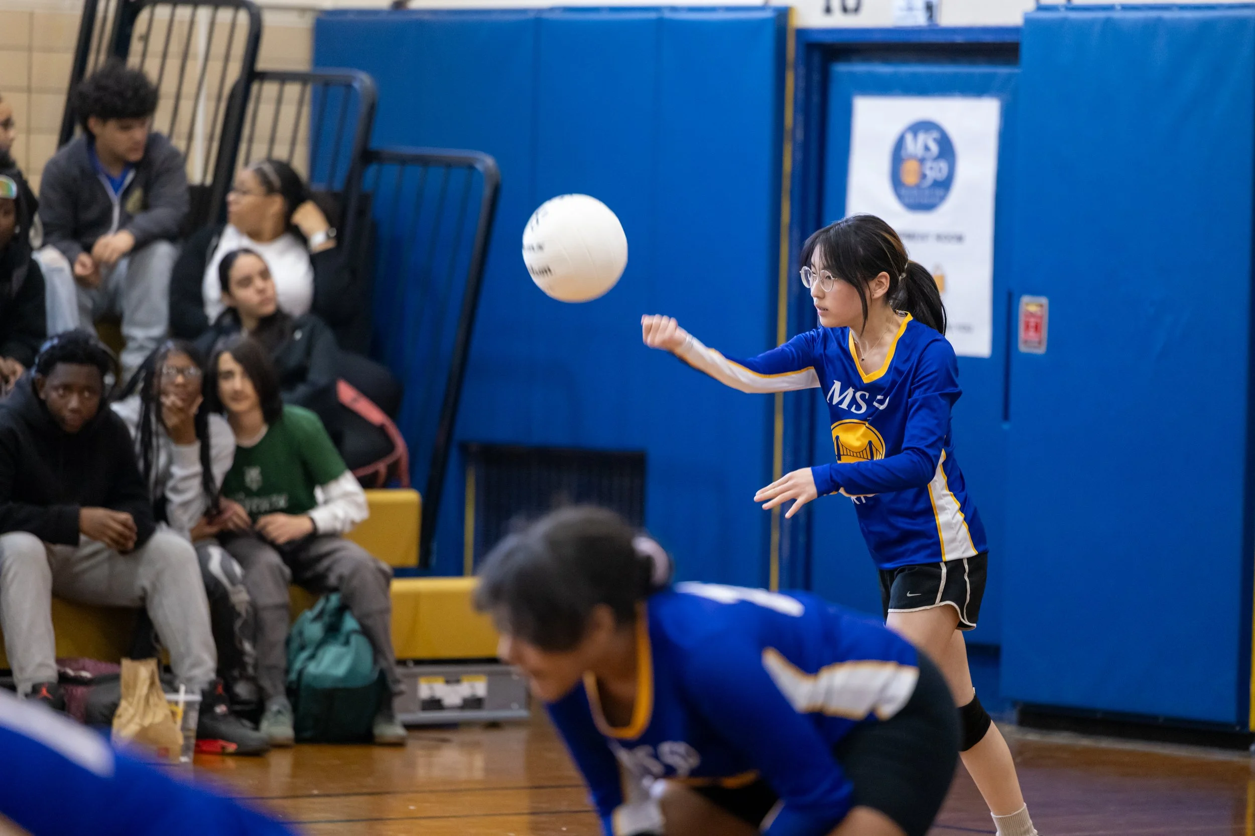MS 50 students playing volleyball