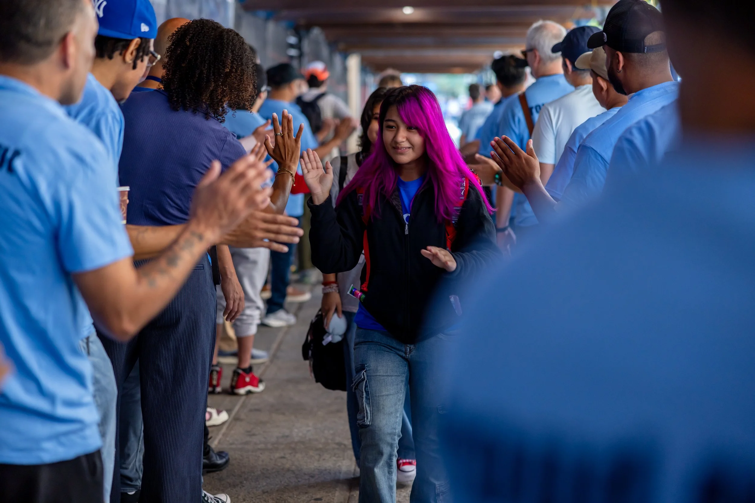 Students get high fives from parents