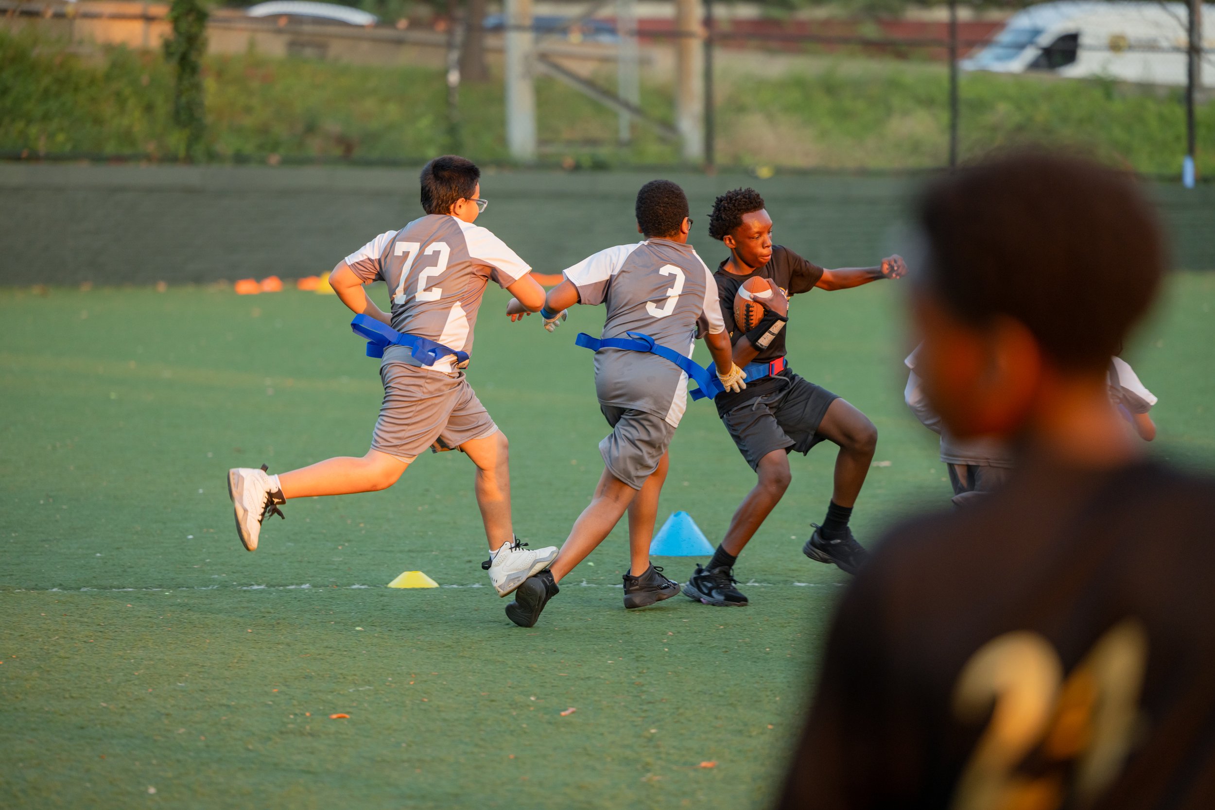 MS 50 flag football team plays