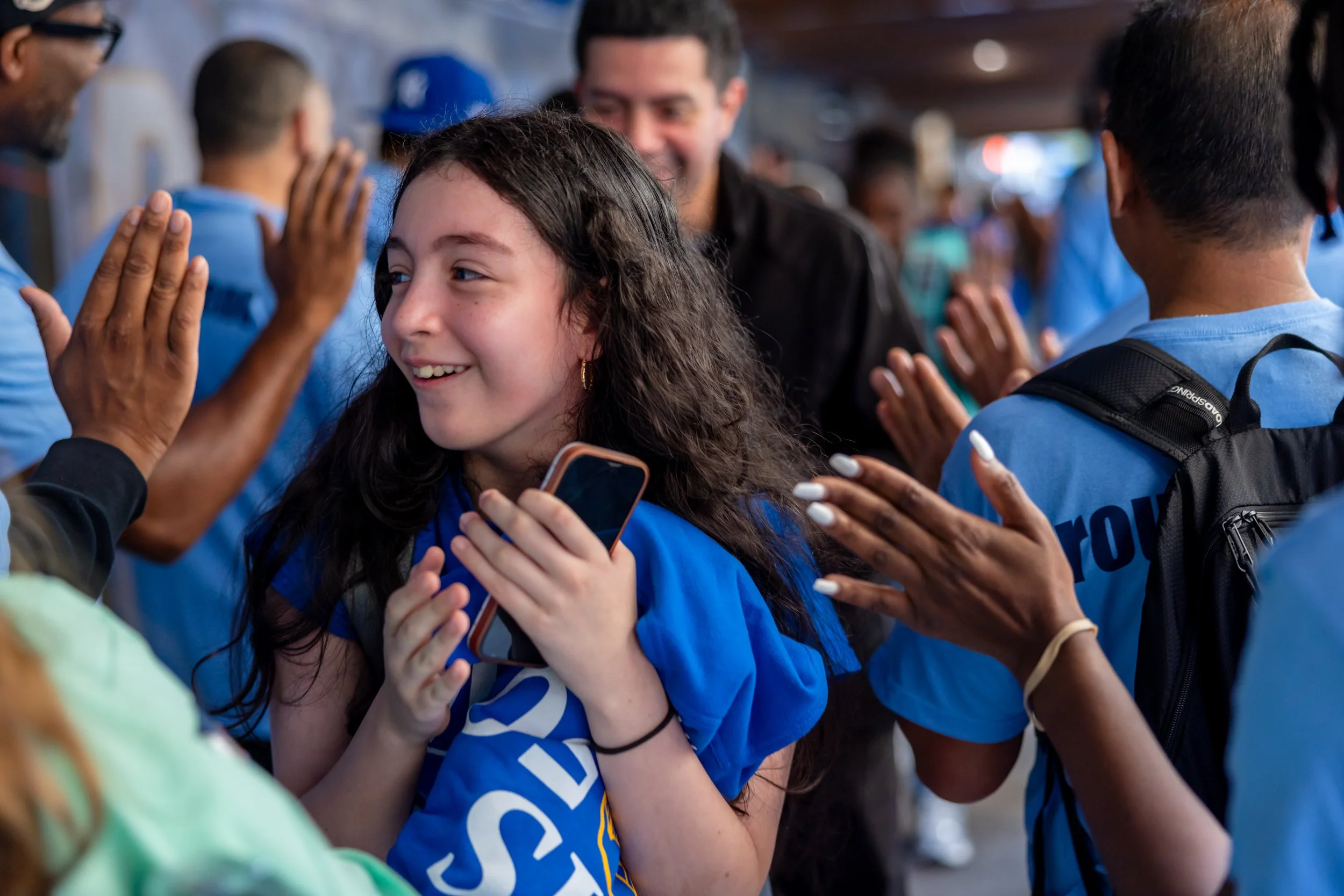 Students get high fives from parents