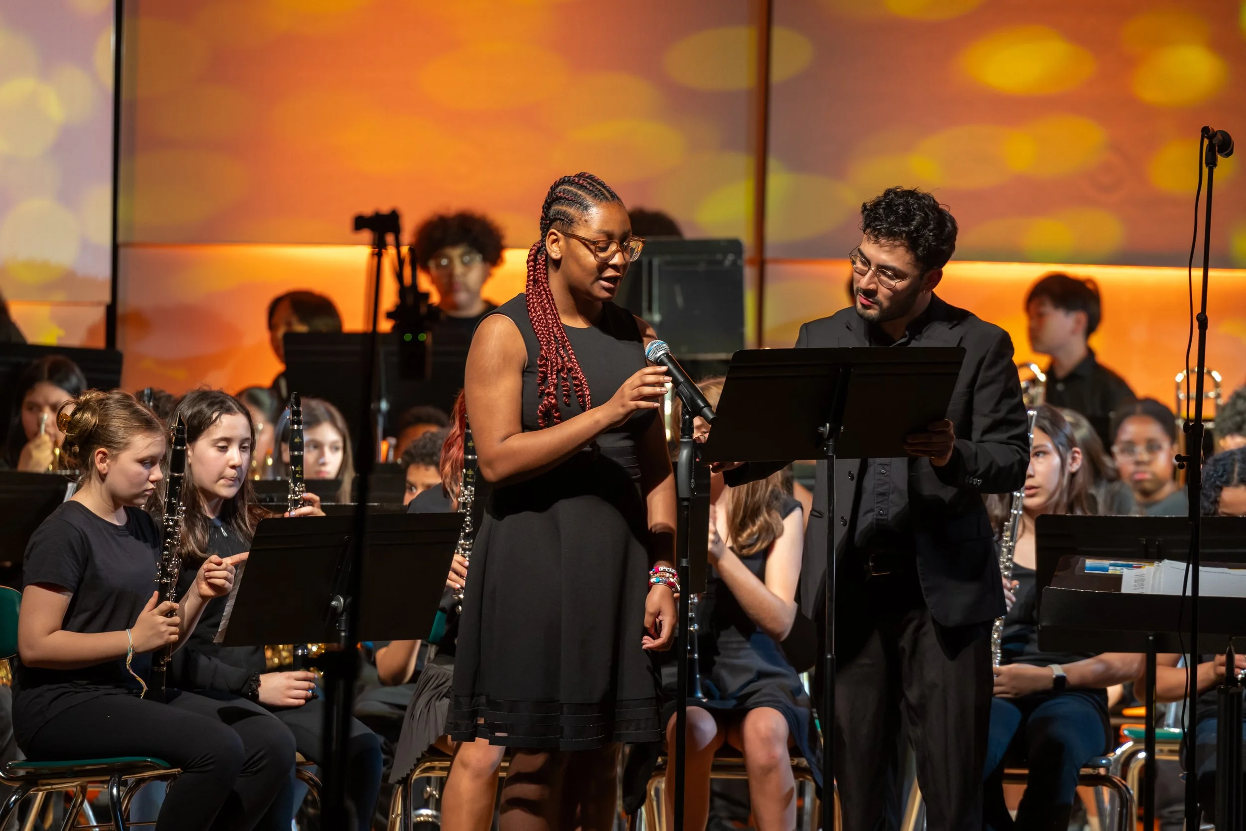 middle school students perform in band concert