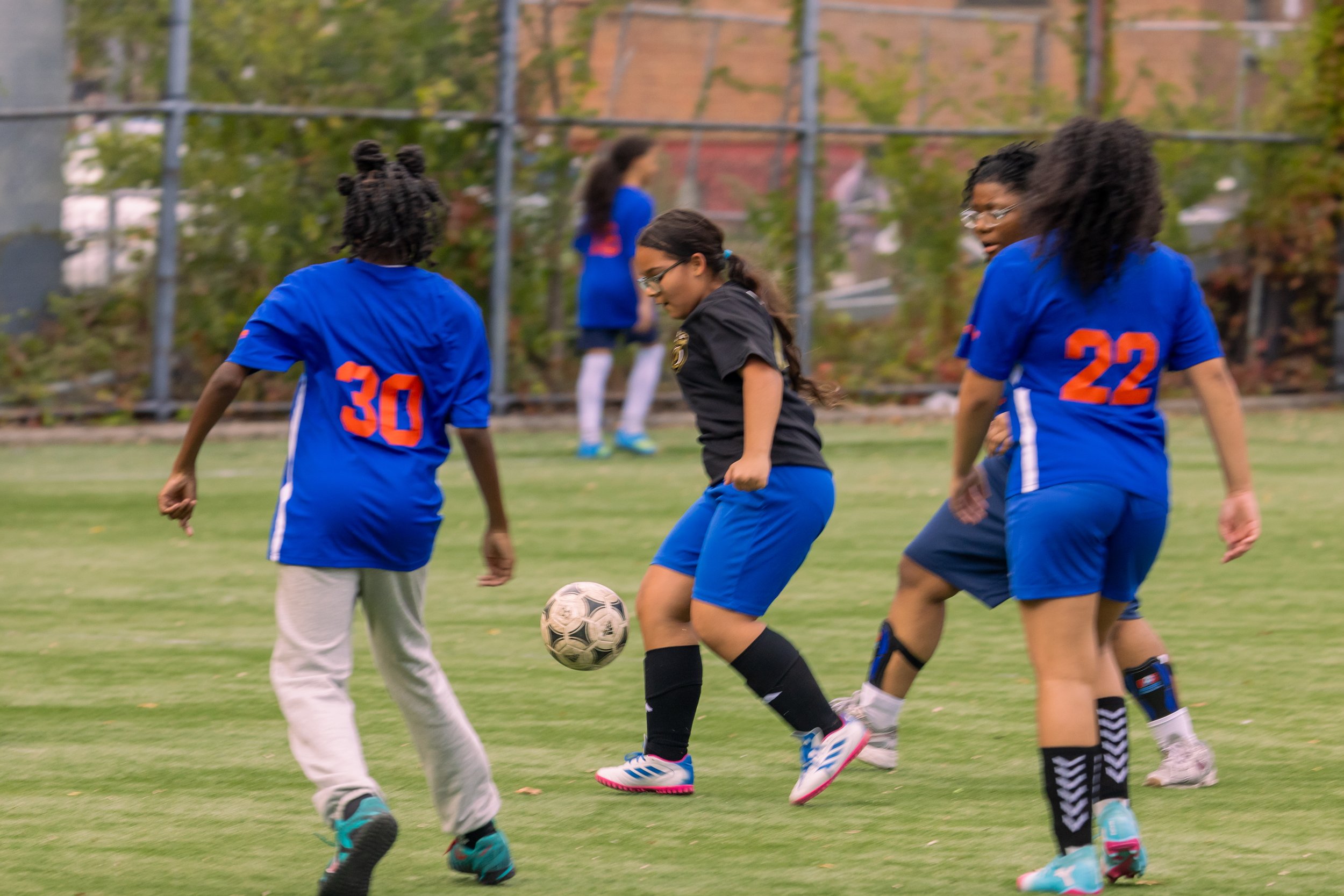 Girls soccer team plays in the fall