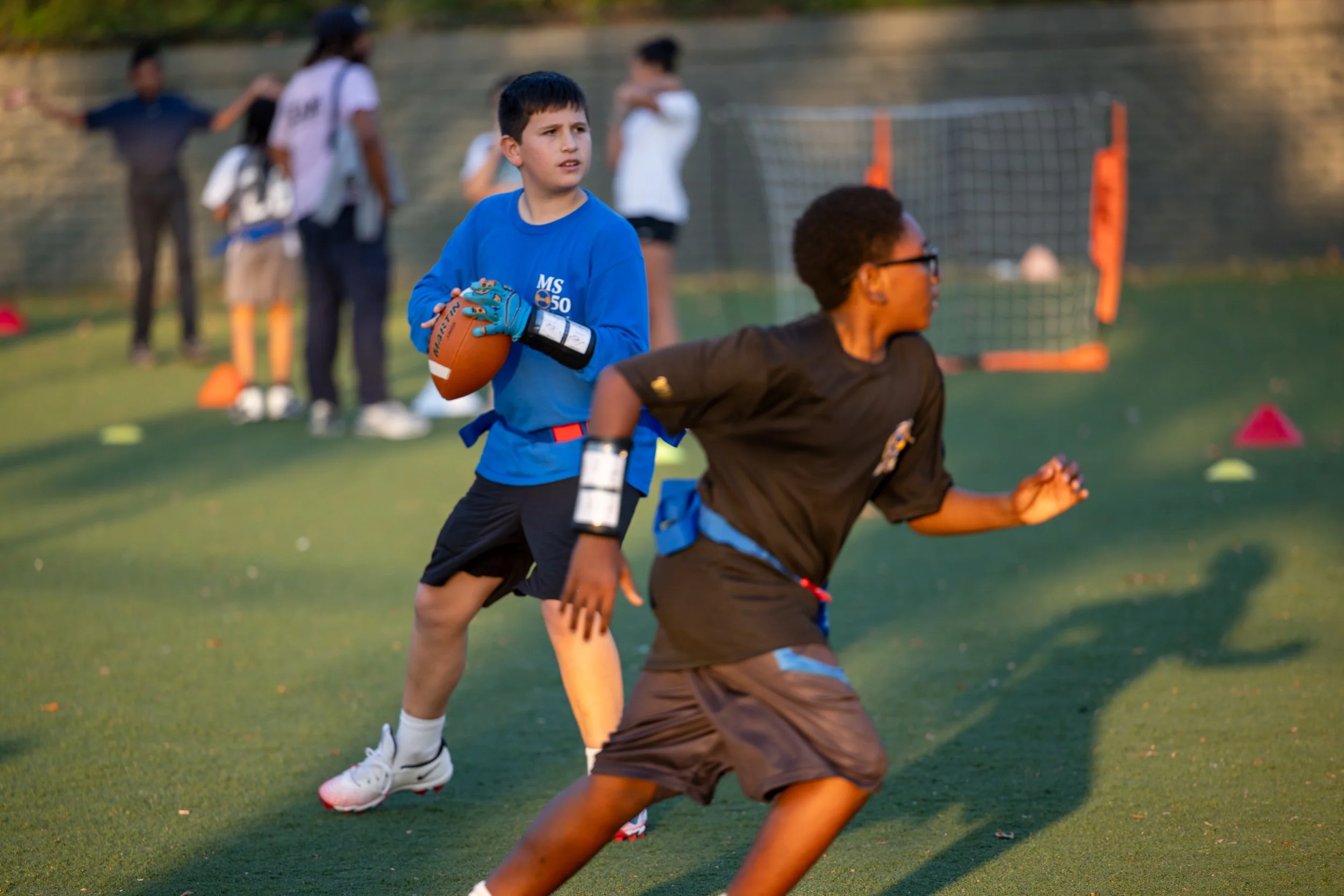 MS 50 flag football team plays