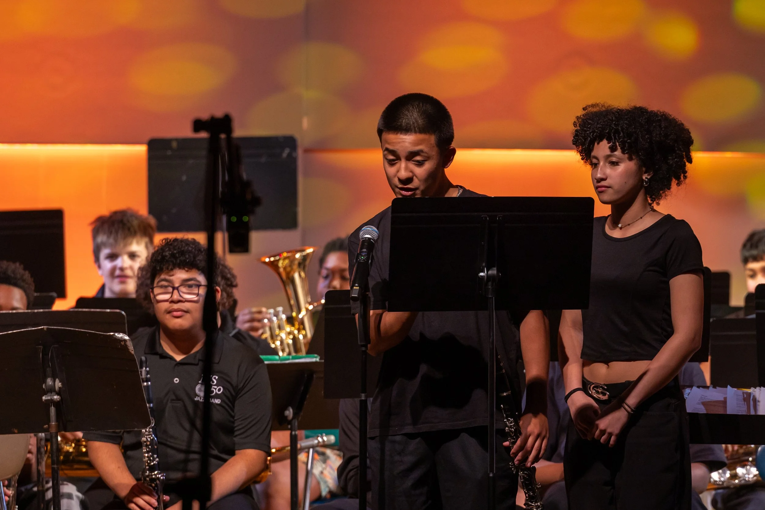 middle school students perform in band concert