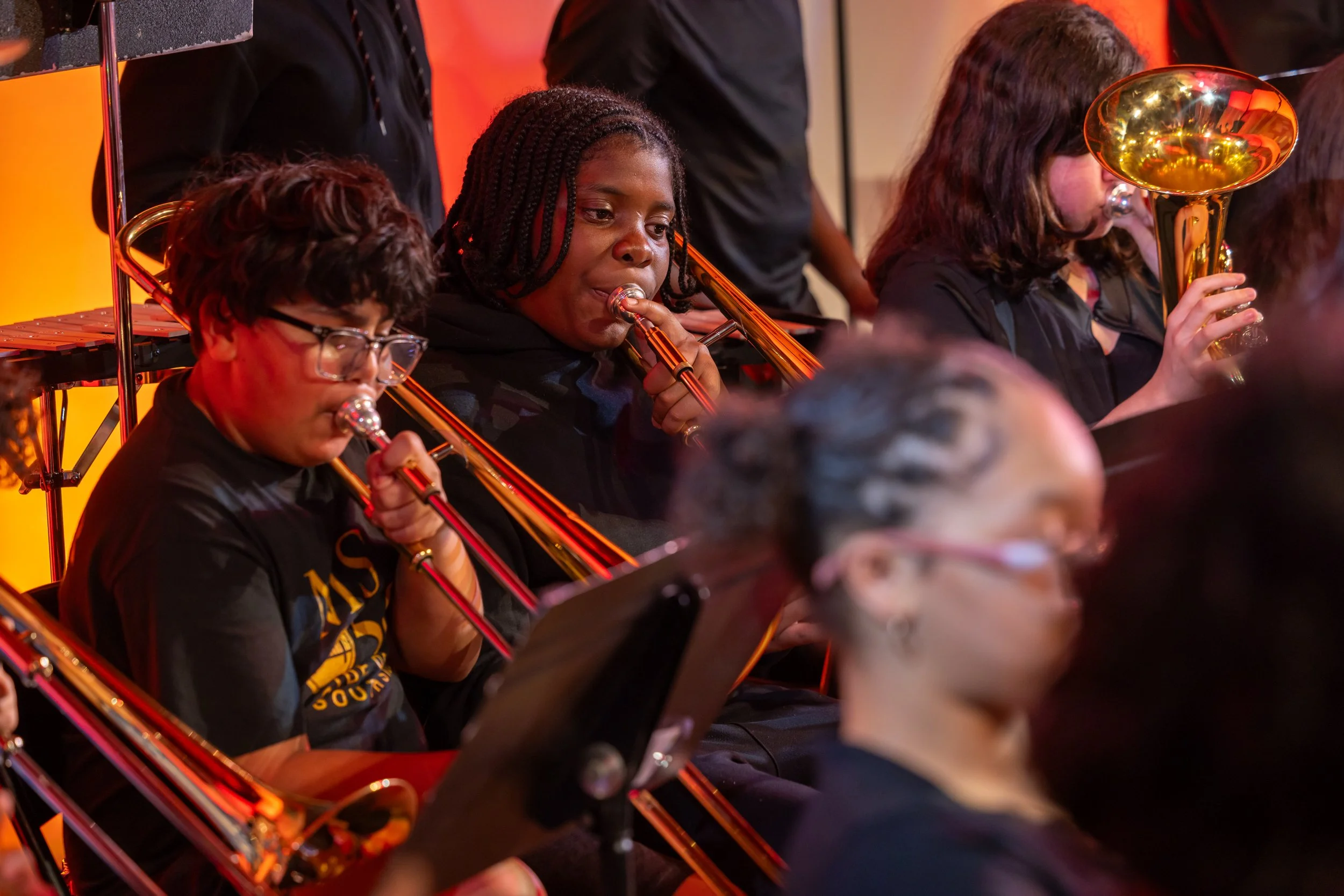 middle school students perform in band concert