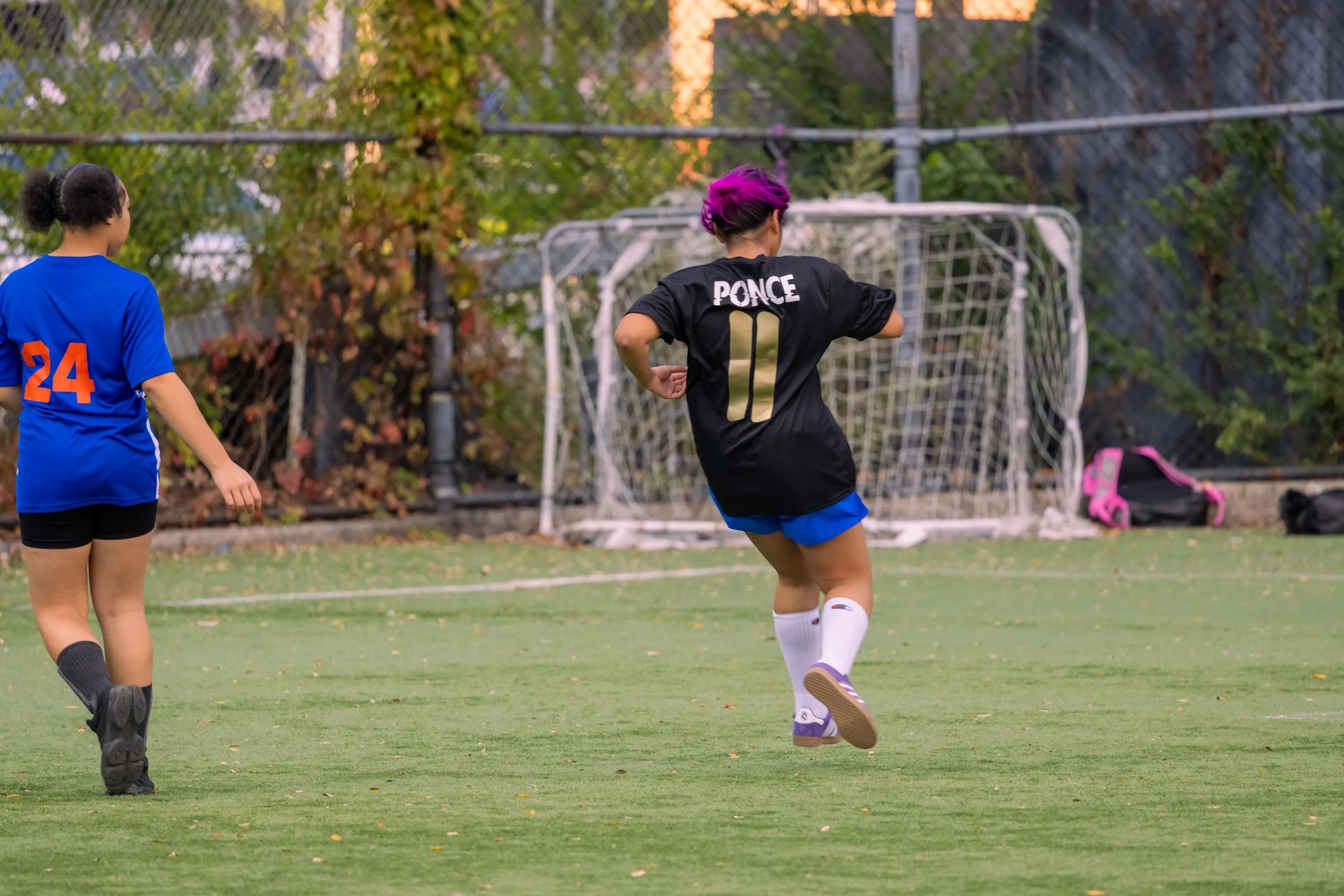 Girls soccer team plays in the fall