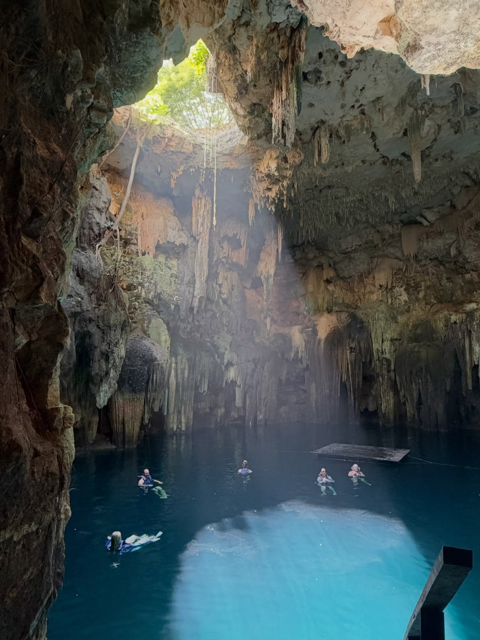 Graced by two Cenotes. 
 
Bathing in the nectar of amrita. 💧

🪄 Dreamweaving our way through the journey.
 
Gazing upon ancient faces and elephants imprinted on the cave walls.

Emerging from these sacred waters, my Soul felt fully alive, carrying 