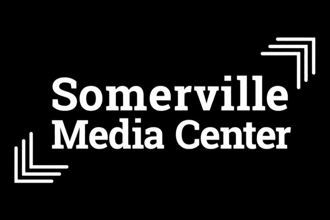 Black background with white text reading "Sommerville Media Center" and decorative lines in the top right and bottom left corners.