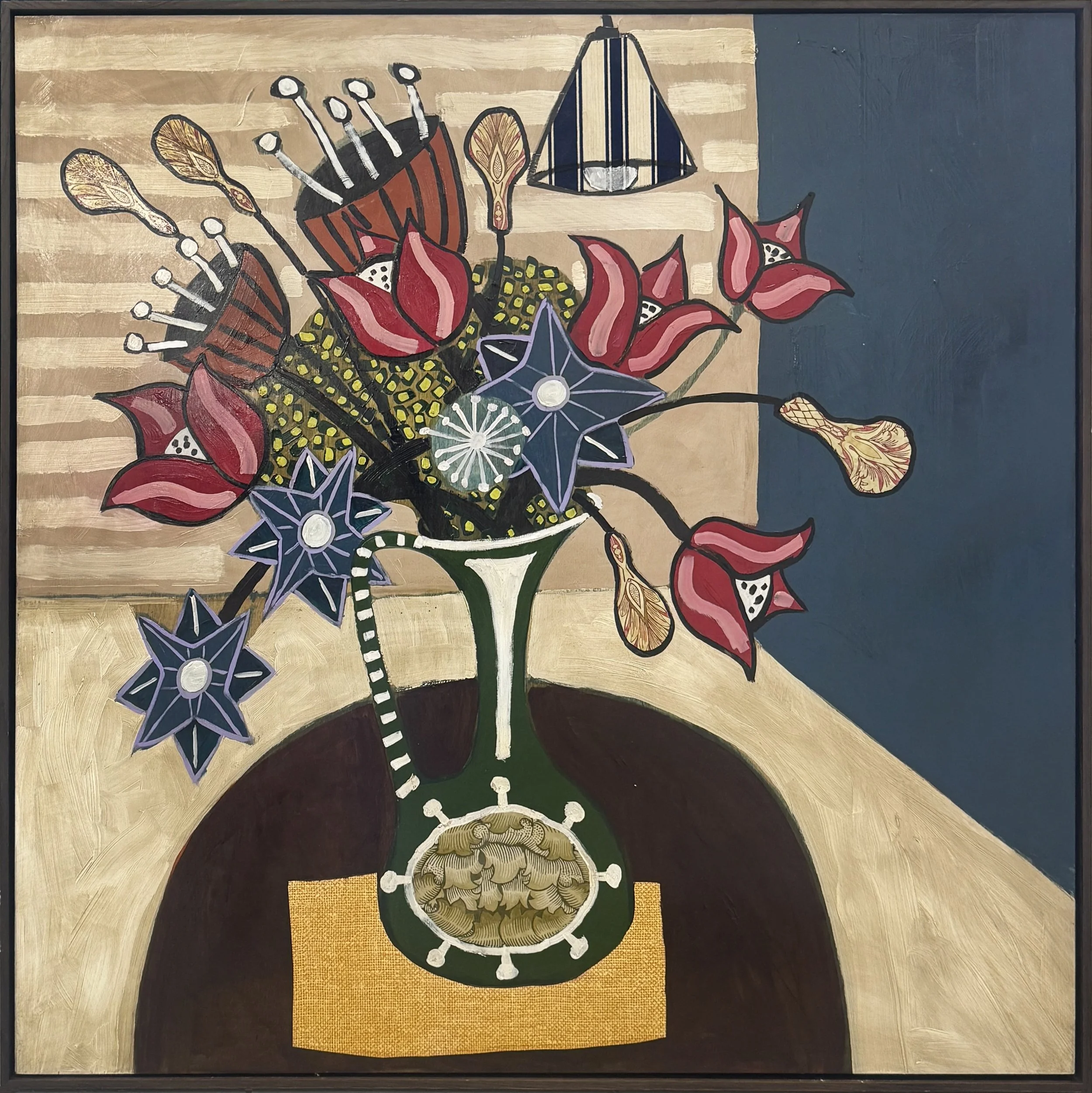 Nots Still Life
acrylic, wallpaper, damar varnish on birchwood panel 
123x123cm 
$9,900