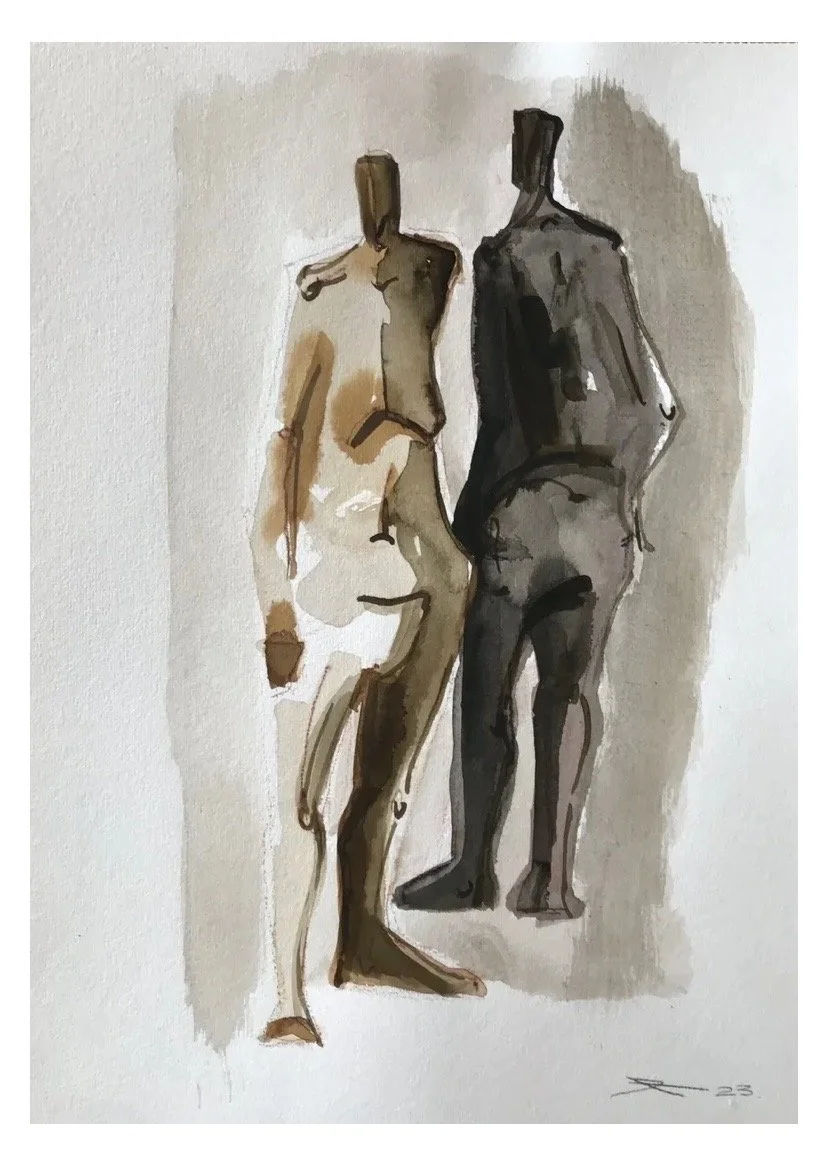 Mimesis stud
56H x 43.5W. ink,carbon block and pencil on acid free watercolour paper. $950