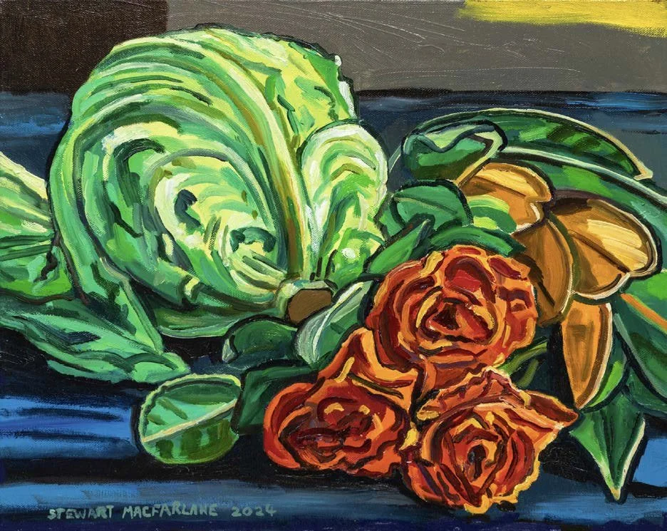 Lettuce and Roses
Oil on canvas
40.5 x 50.5cm