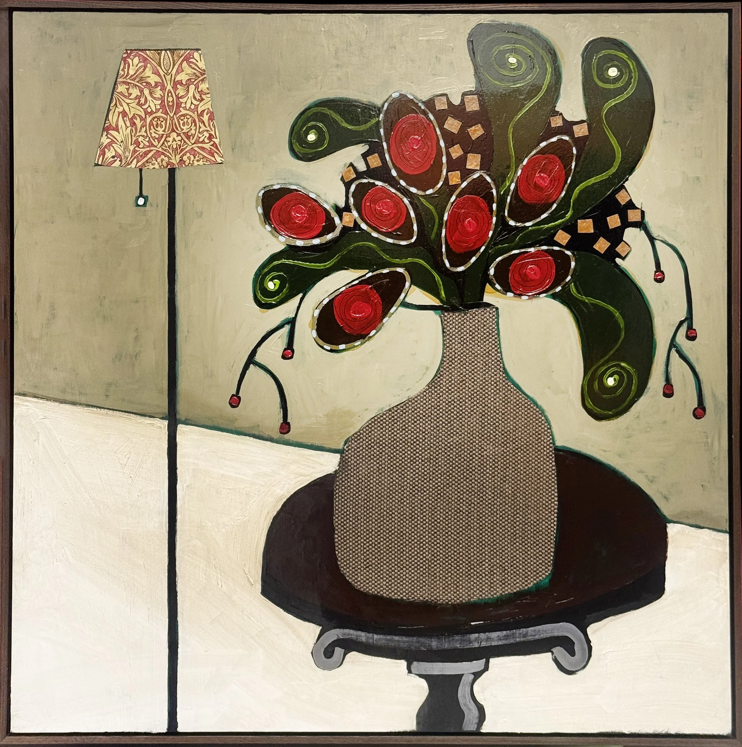 Black Table
103 x 103cm
Acrylic, Damar Varnish, wallpaper
$8,800