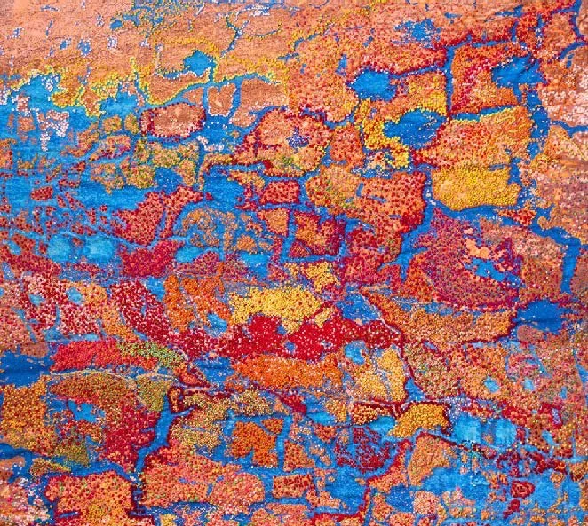 Broken Hill Cobalt Project, Wilyakali Country
Textile. Digital textile print hand sewn with wool and embroidered with cotton thread
137 x 130 x 6cm,
$19,000