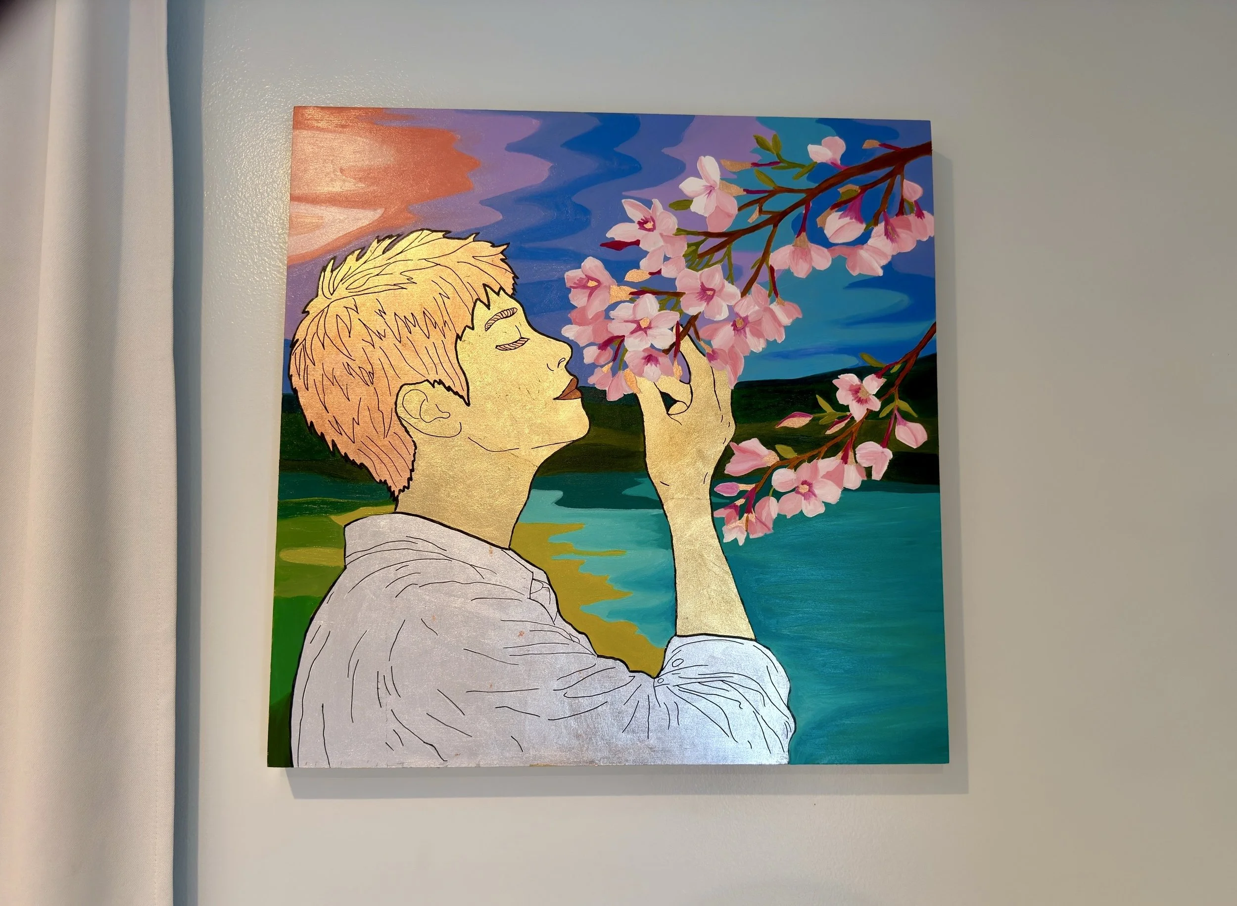 Sakura-awakening-oil-painting-original-cherry-blossom-gilded-gold-leaf-man.jpeg