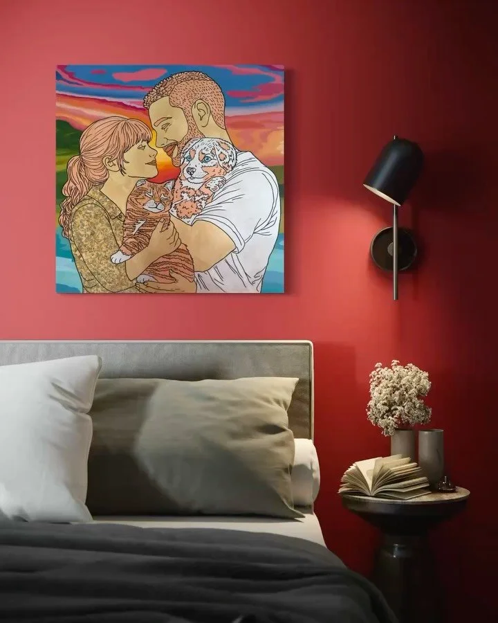 ✨ Arriving Home ✨ 
36&rdquo; x 36&rdquo; original oil &amp; gilded metal leaf

There&rsquo;s a quiet moment when you return&hellip; 
when everything softens, and you remember what matters most.

&ldquo;Arriving Home&rdquo; explores that feeling &mdas