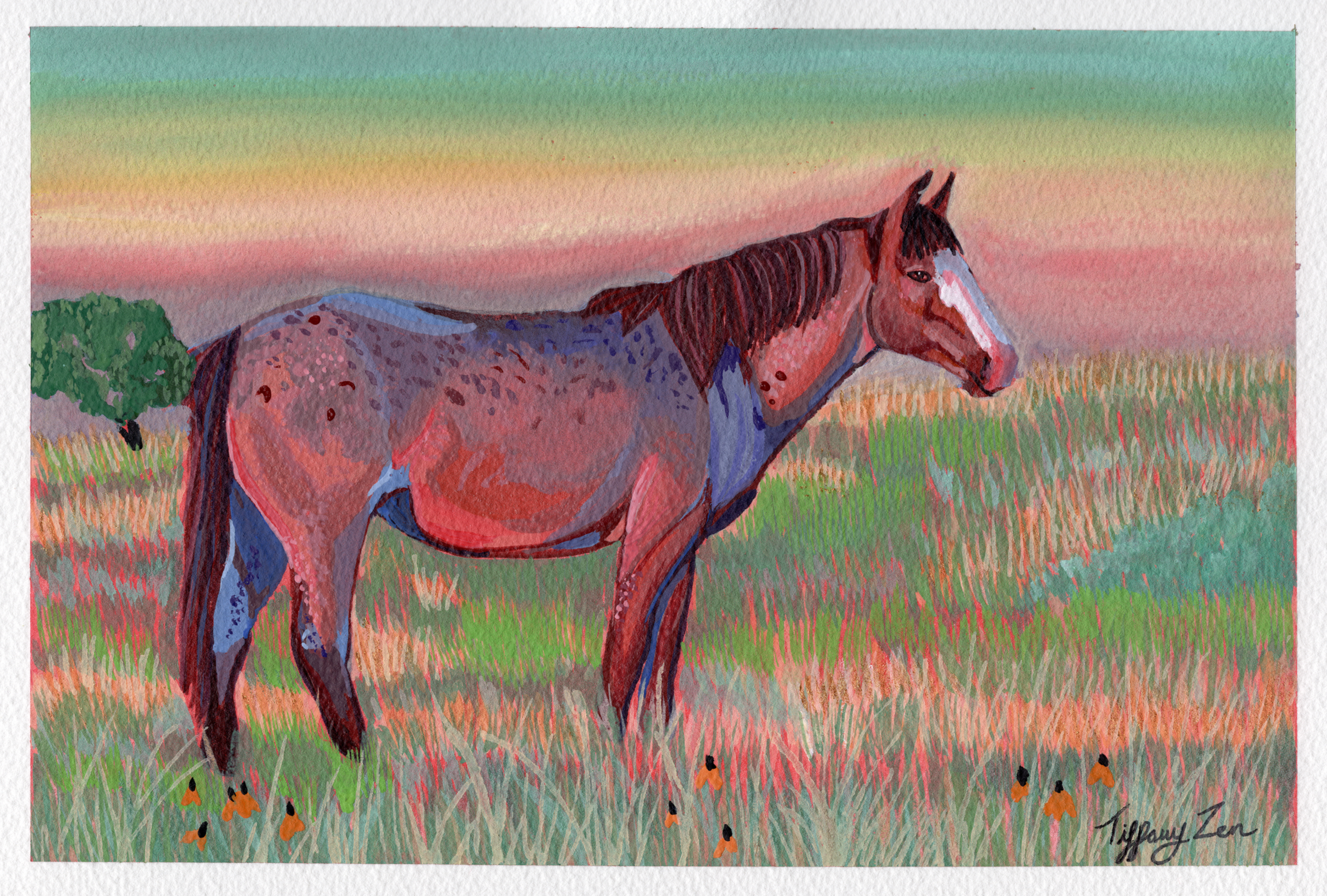 Bronze Beauty - 7" x 10" - Gouache & Watercolor on arches watercolor paper